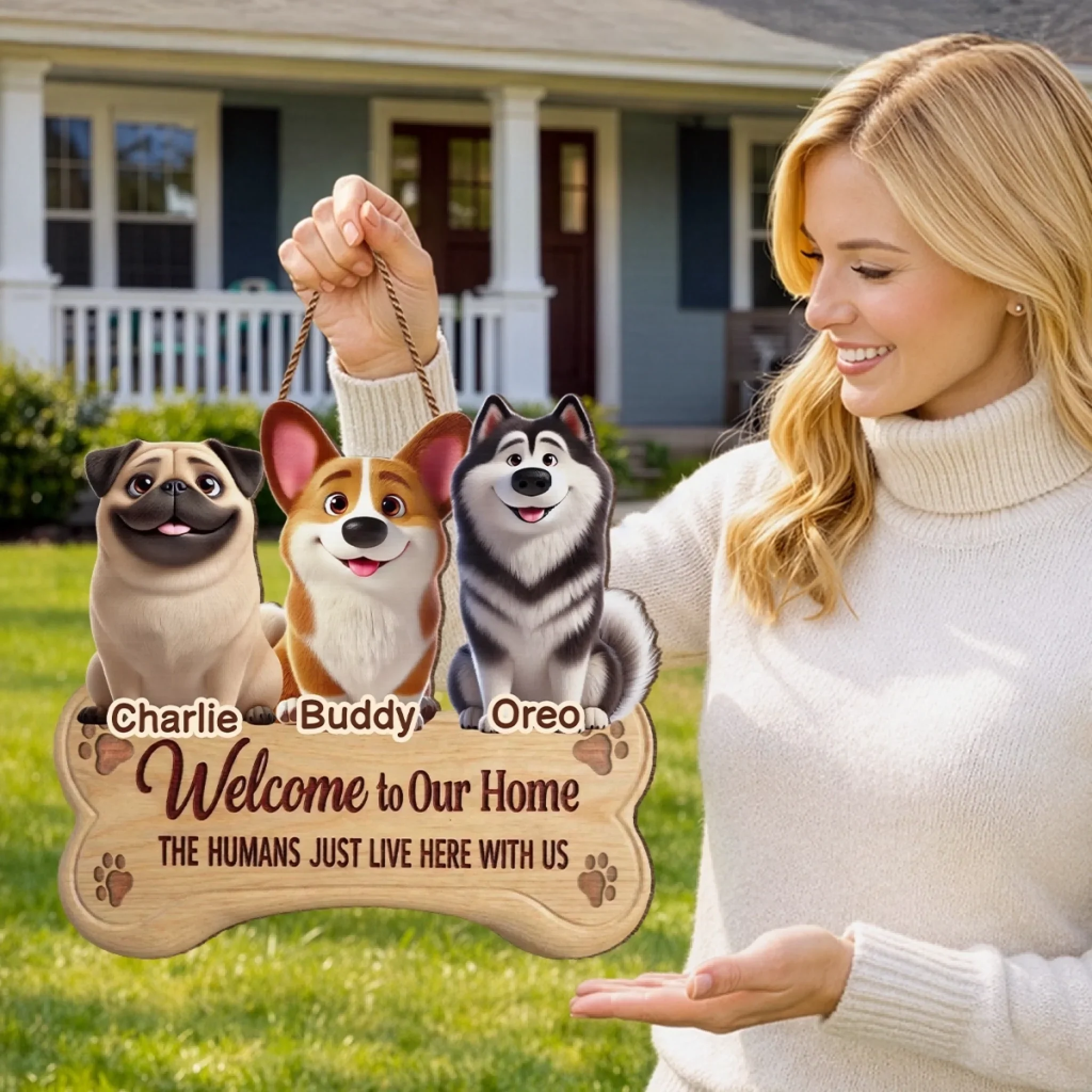 Custom Wood Sign - Personalized Birthday Gifts For Dog Lovers, Dog Dad And Mom - Home Of Happy Tails - Image 5