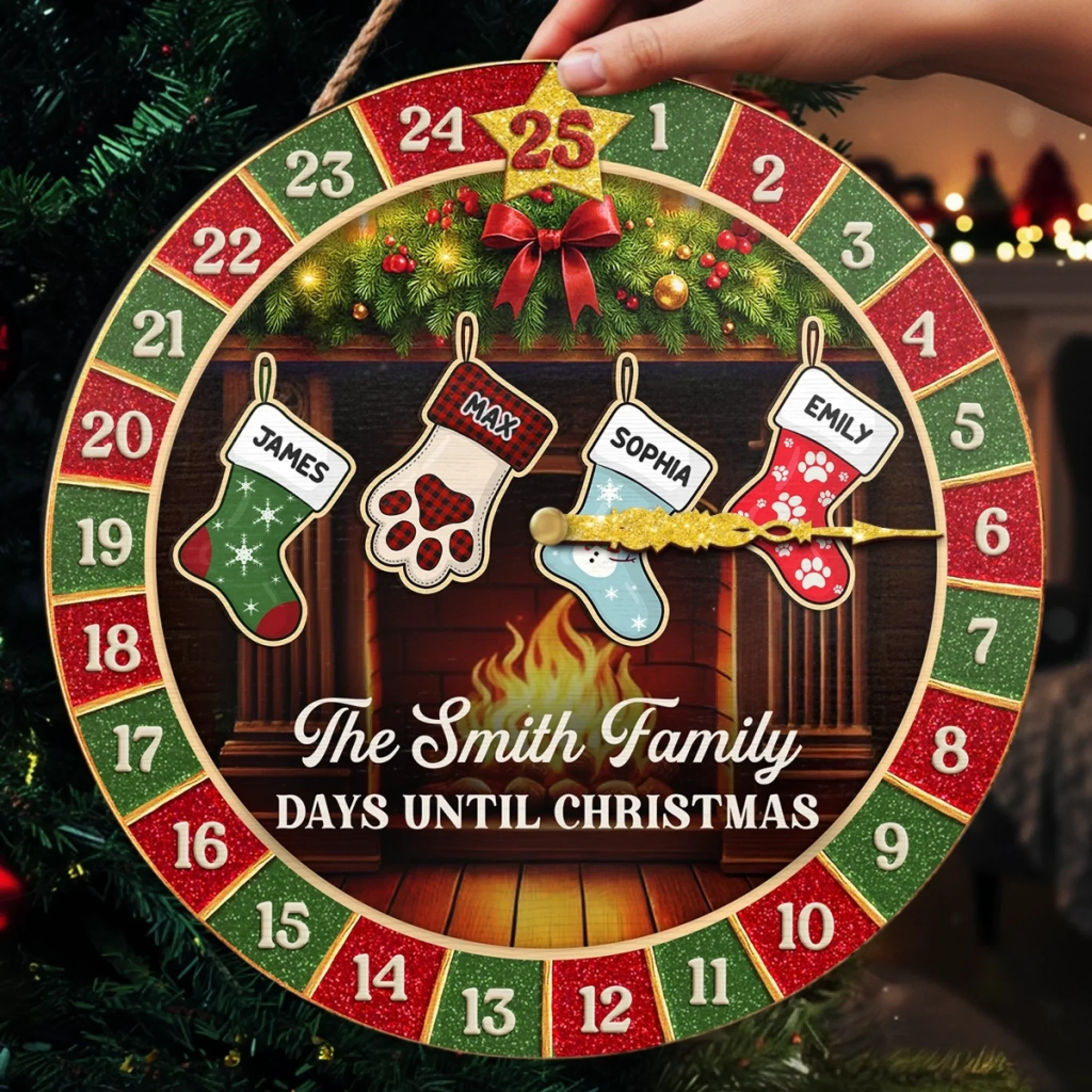 Custom Wooden Countdown Calendar - Personalized Christmas Birthday Gifts For Mom, Dad, Brother, Sister, Kids - Warm Hearts Gather At Christmas - Image 3