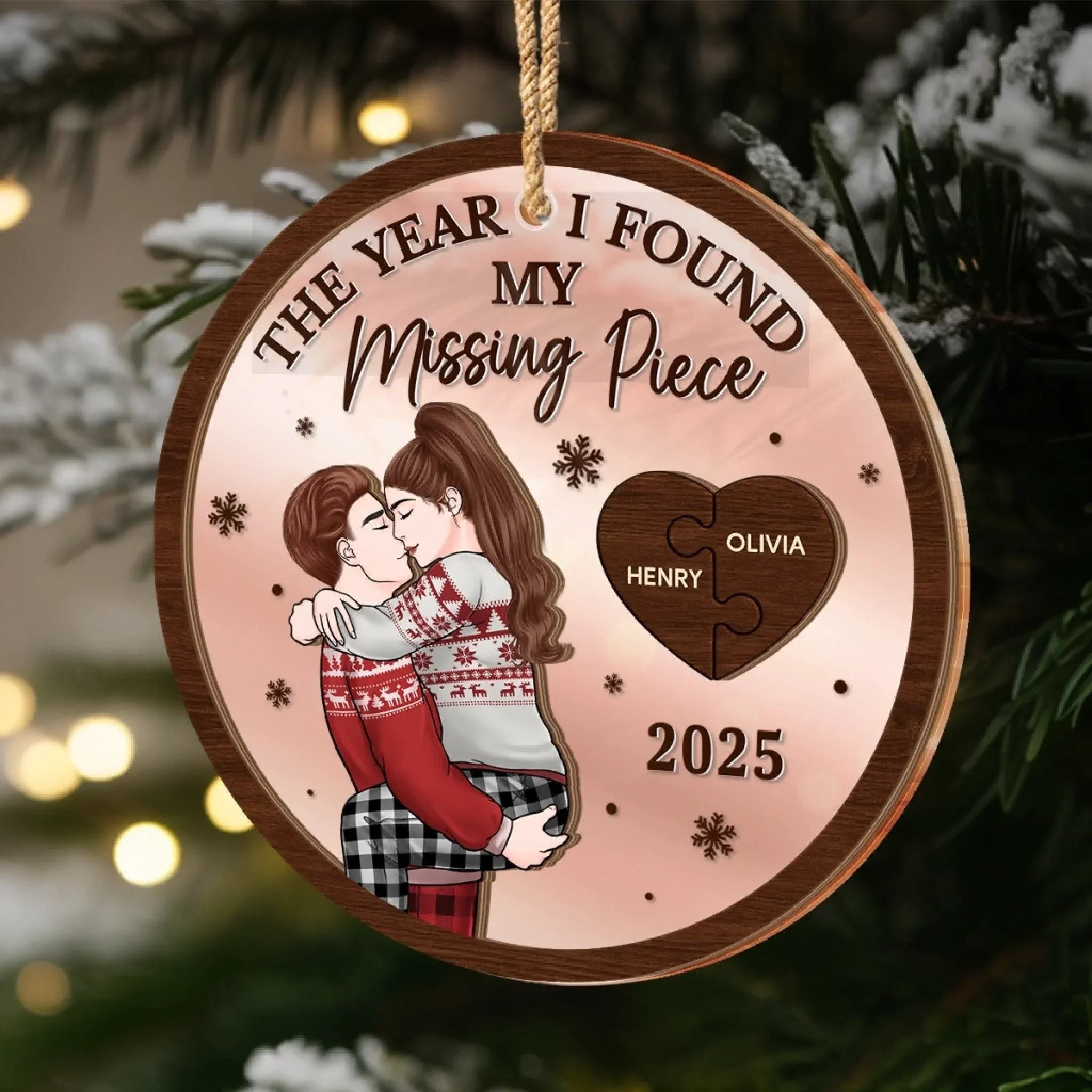 Custom Wooden Mirror Acrylic Ornament - Personalized  Anniversary Christmas Wedding Gifts For Husband And Wife, Him And Her - Years Change Love Stays - Image 7