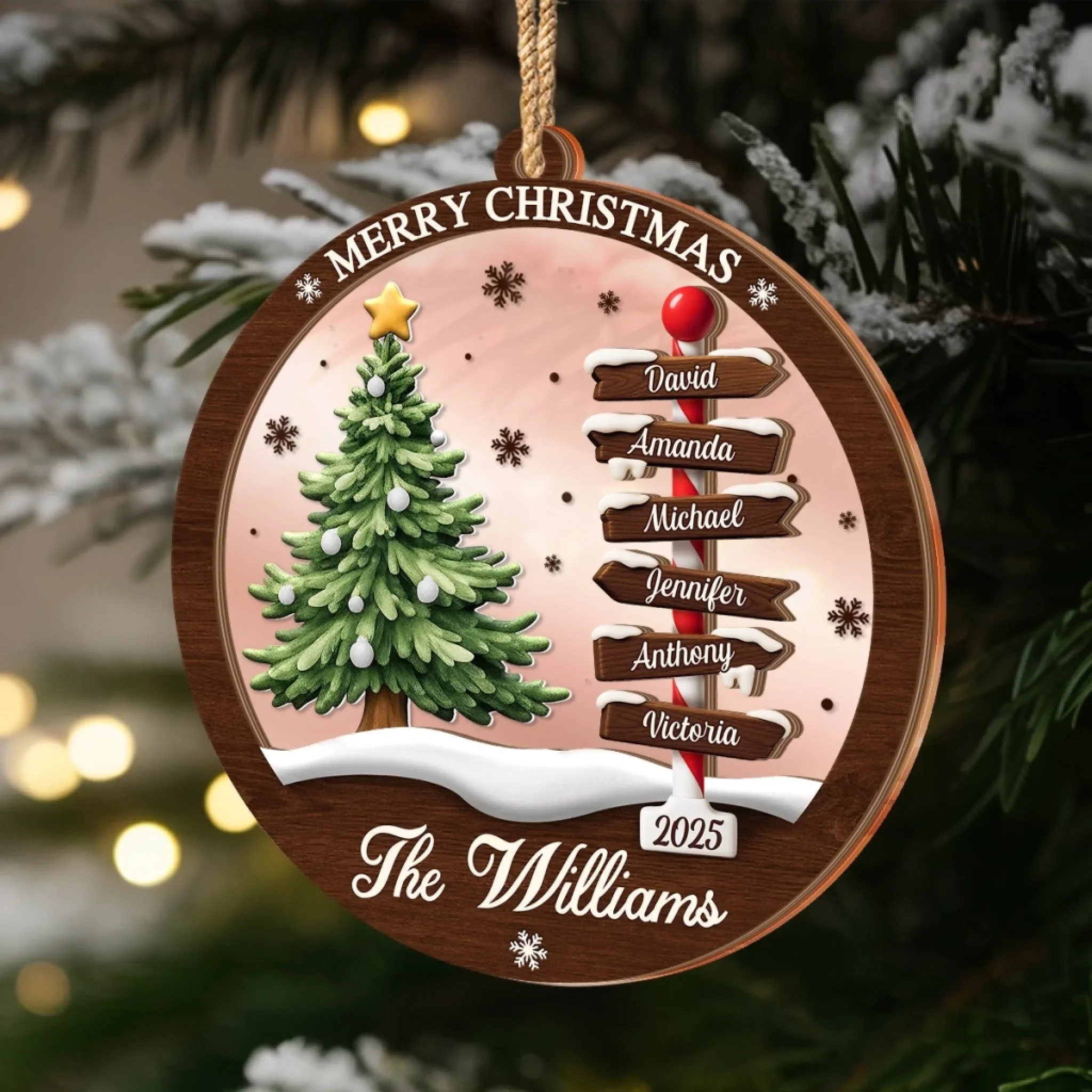 Custom Wooden Mirror Acrylic Ornament - Personalized Christmas Birthday Gifts For Mom, Dad, Brother, Sister, Kids - Love Reflects Here - Image 7