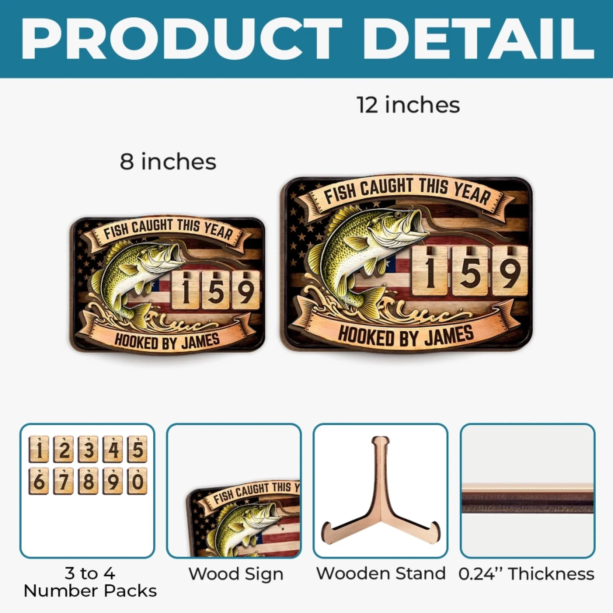 Custom Wooden Tracker Sign - Personalized Birthday Fishing Gifts For Fisherman - Best Fishing Day - Image 6