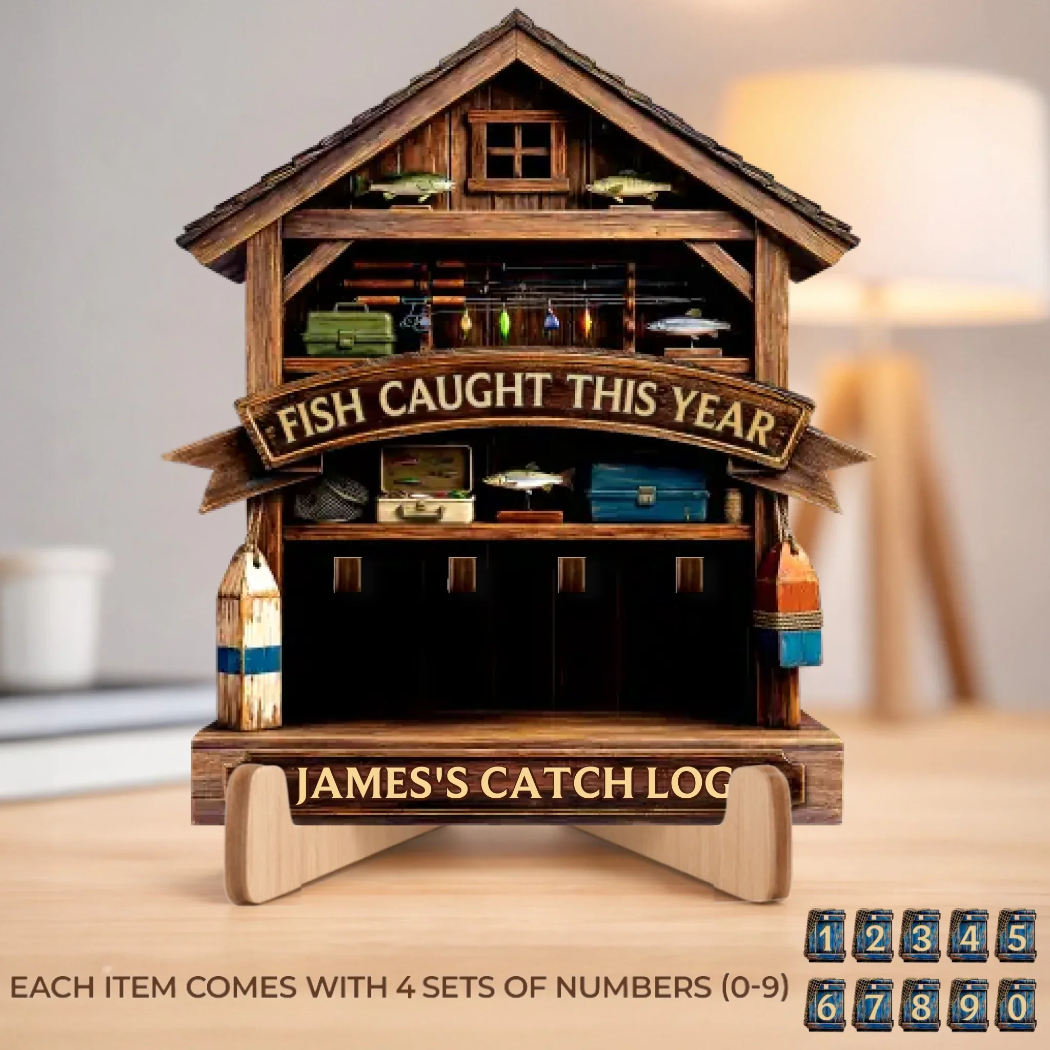 Custom Wooden Tracker Sign - Personalized Birthday Fishing Gifts For Fisherman - Master Angler Log - Image 3