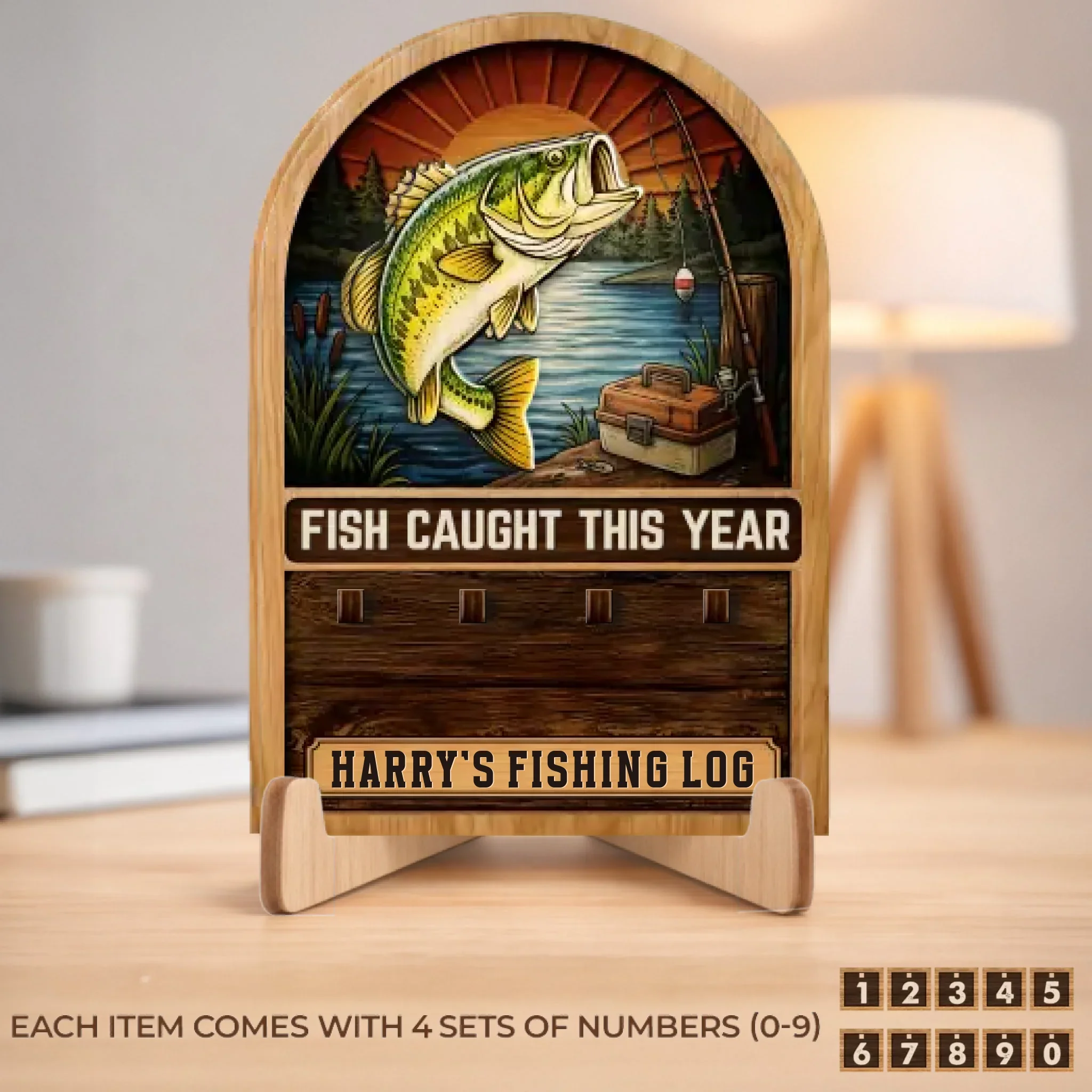 Custom Wooden Tracker Sign - Personalized Birthday Fishing Gifts For Fisherman - Total Fish Caught - Image 3