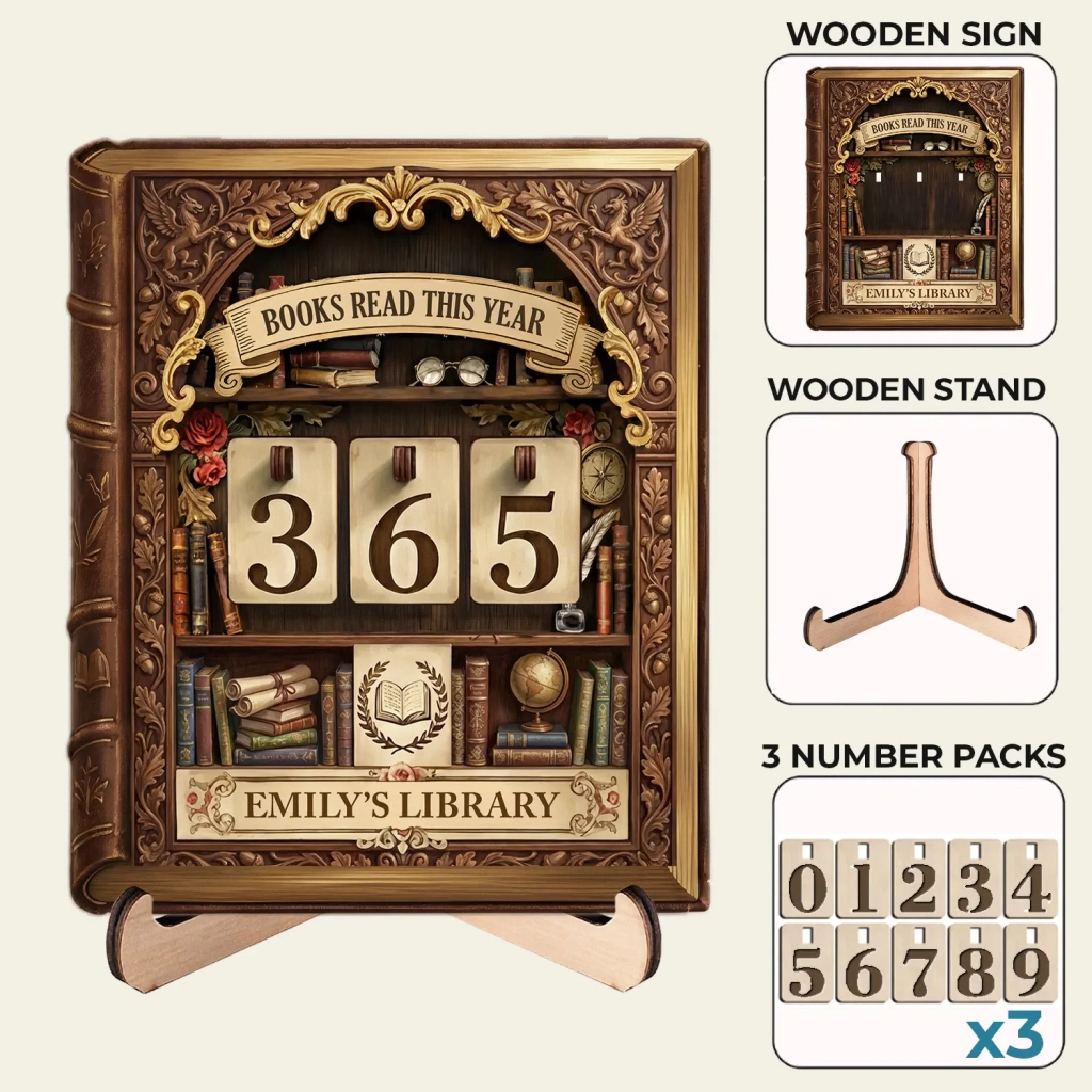 Custom Wooden Tracker Sign - Personalized Bookish Gifts For Book Lovers, Bookworms, Readers - Living Life One Book At A Time - Image 5