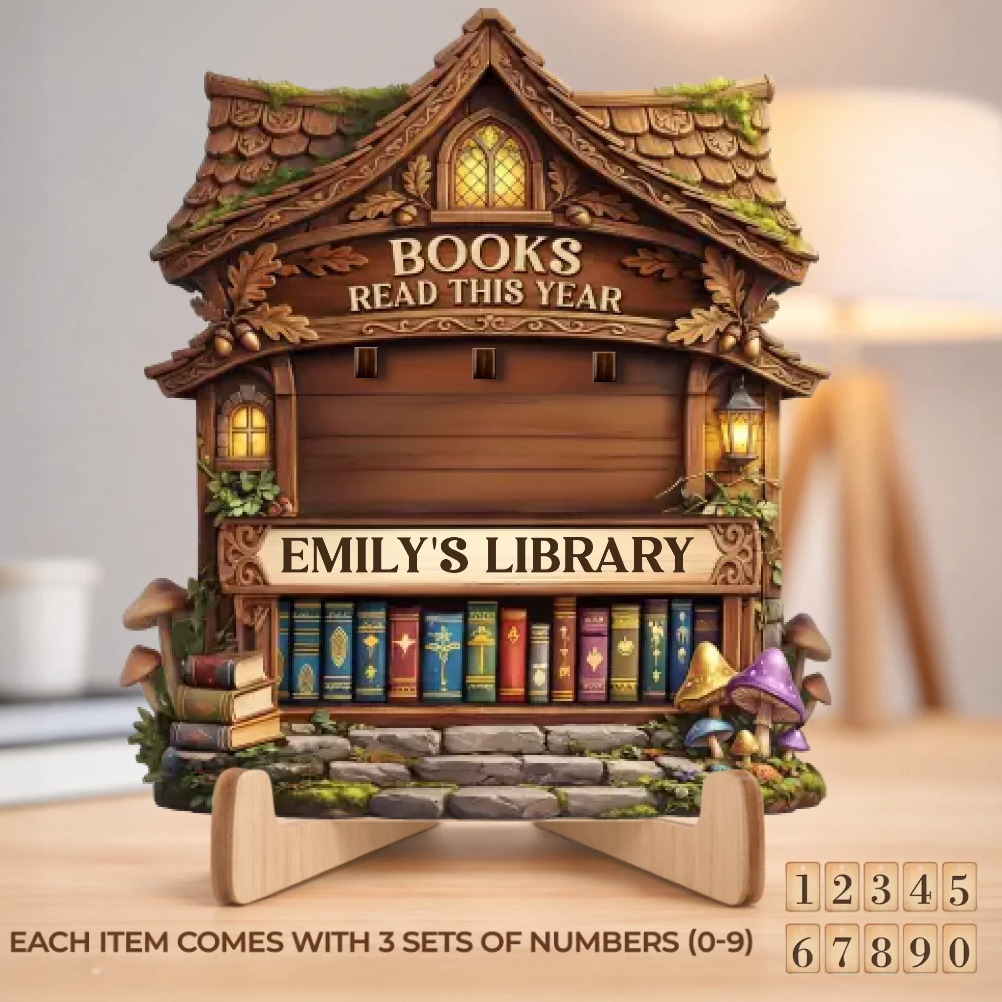 Custom Wooden Tracker Sign - Personalized Bookish Gifts For Book Lovers, Bookworms, Readers - Shelves Full Of Magic - Image 2