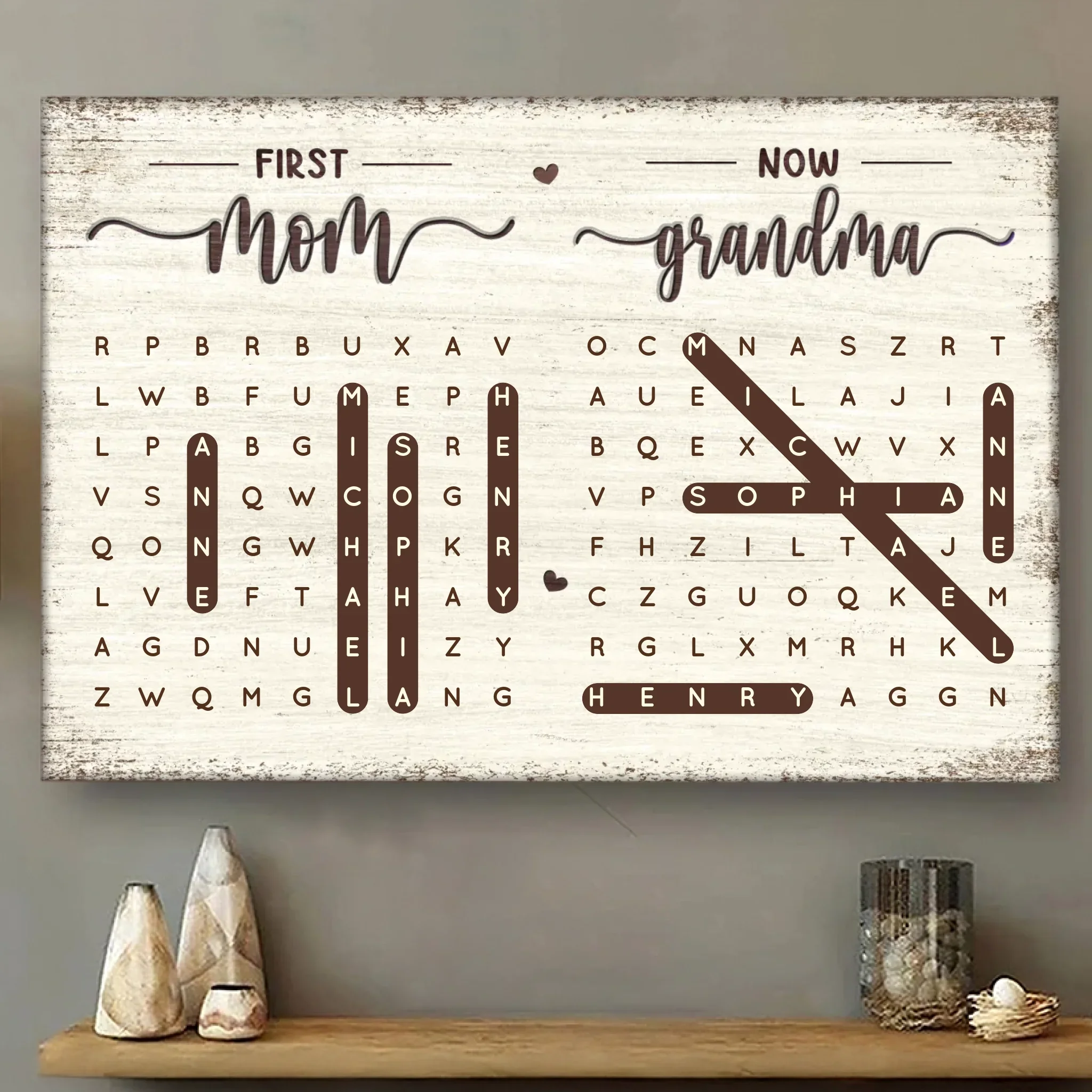 Custom Word Search Puzzle Horizontal Poster, Canvas - Personalized Mother's Day Birthday Gifts For Mom, Grandma - Her Next Best Title Is Grandma - Image 2