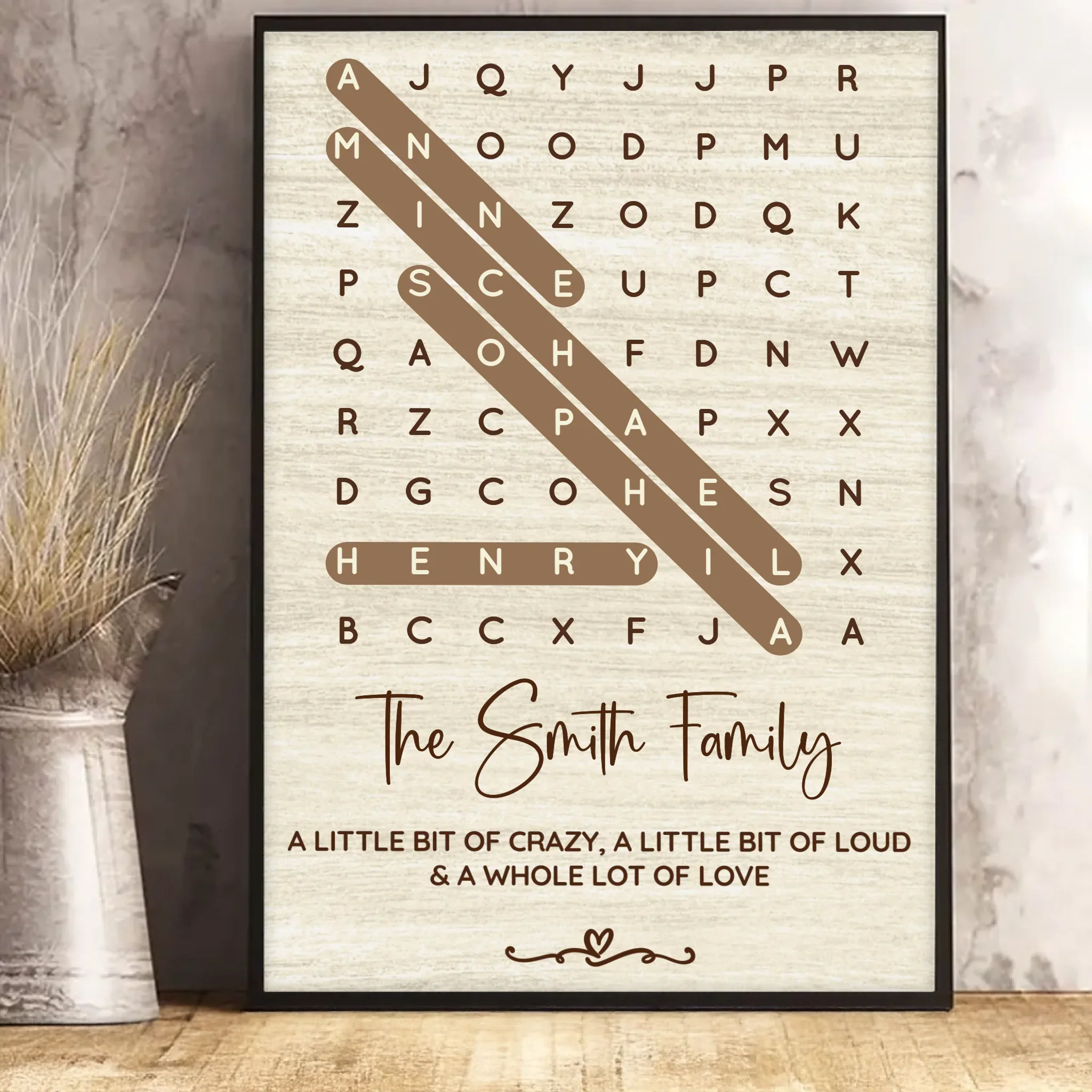 Custom Word Search Puzzle Vertical Poster, Canvas - Personalized Mother's Day Birthday Gifts For Mom, Grandma - Home Is Our Favorite Chaos - Image 2