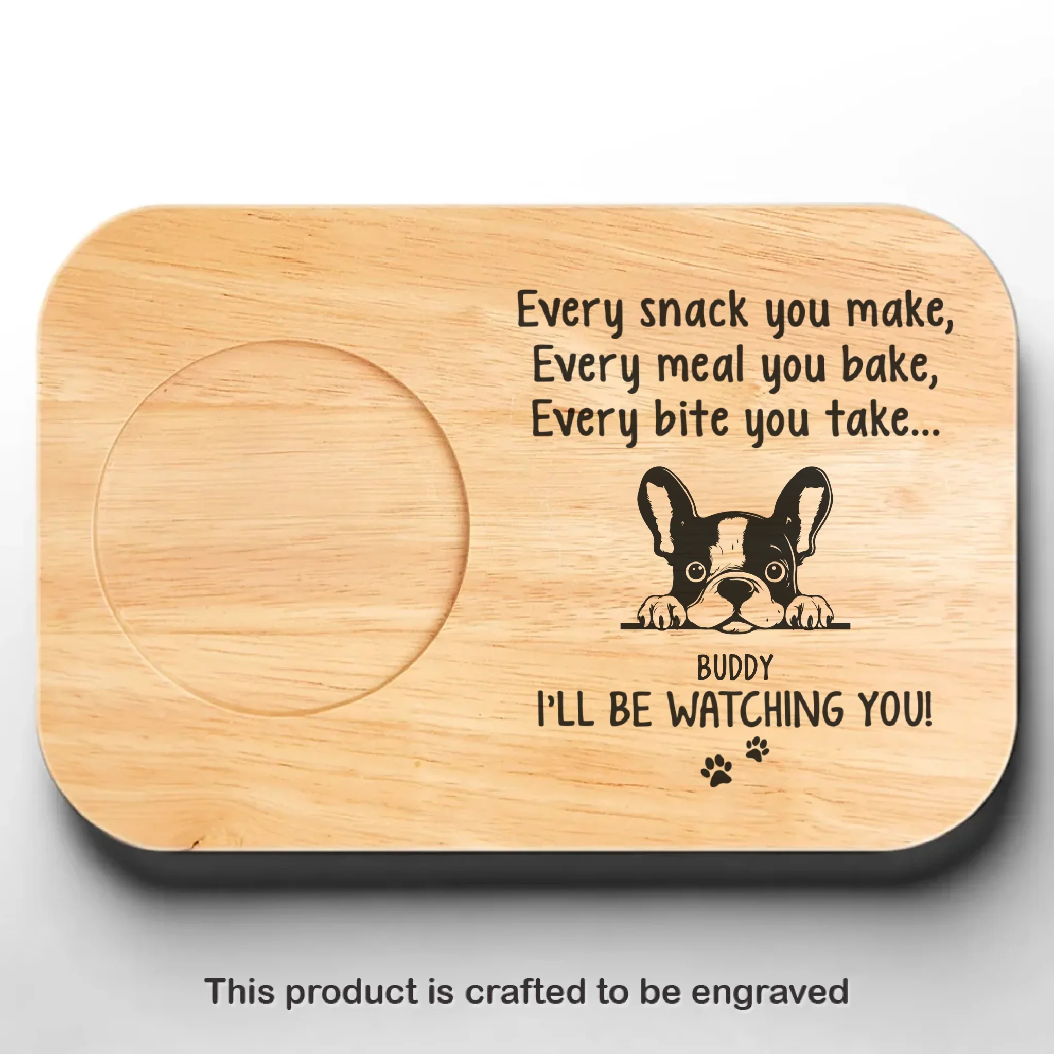 Cute Beggar On Duty - Dog Personalized Custom Engraved Wooden Tea & Snack Board - Gift For Pet Owners, Pet Lovers - Image 2