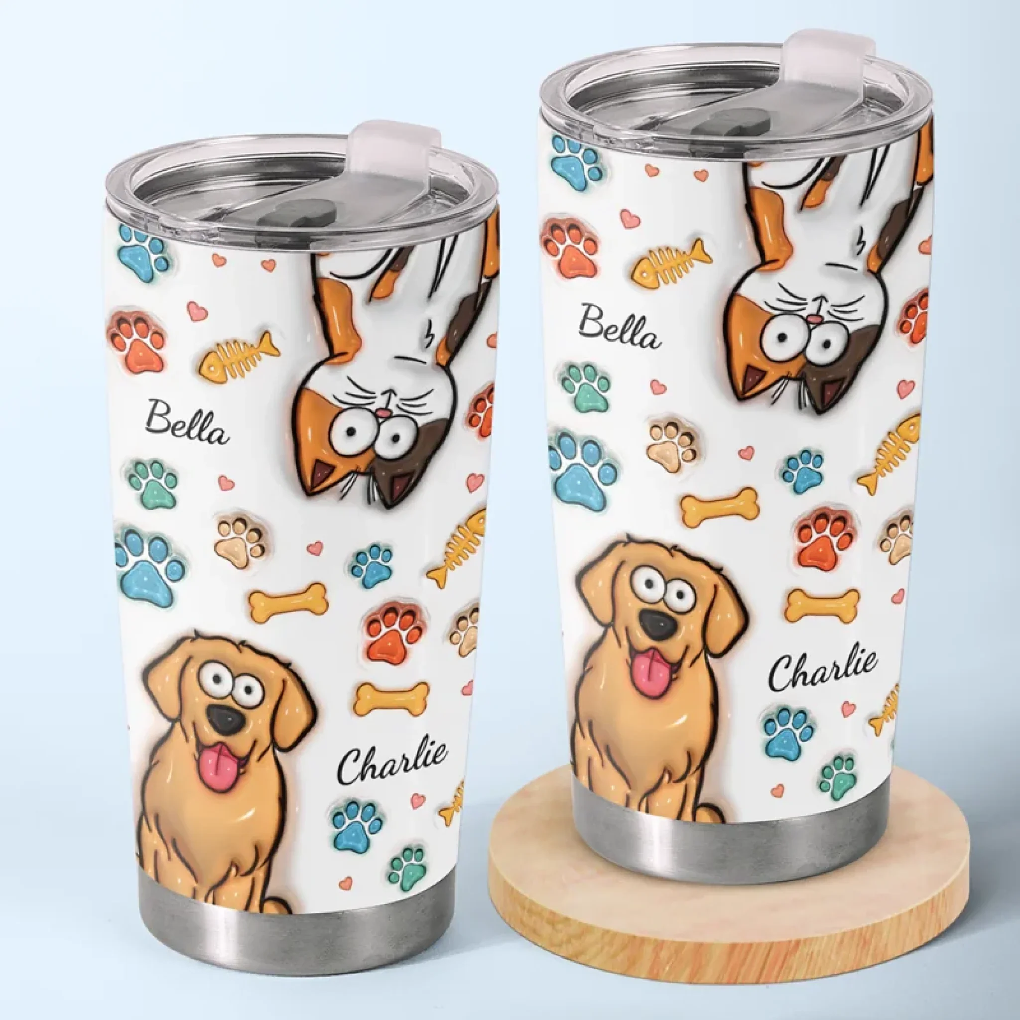 Cuteness Overload In Every Sip - Dog & Cat Personalized Custom 3D Inflated Effect Printed Tumbler - Gift For Pet Owners, Pet Lovers