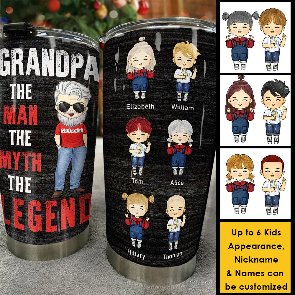 Dad Grandpa The Myth The Legend - Gift For Dad, Grandpa - Personalized Tumbler - Image 5
