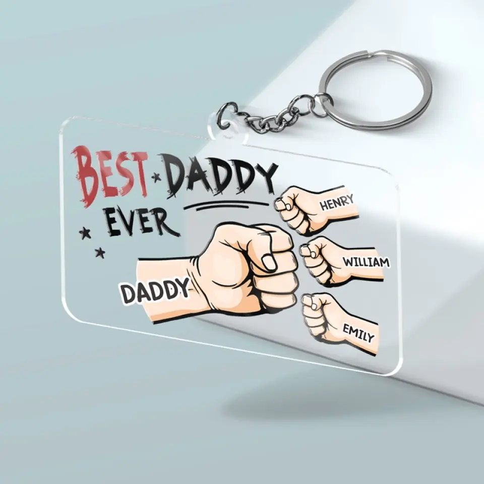 Dad Is My Best Mate - Family Personalized Custom Shaped Acrylic Keychain - Gift For Dad, Grandpa - Image 3