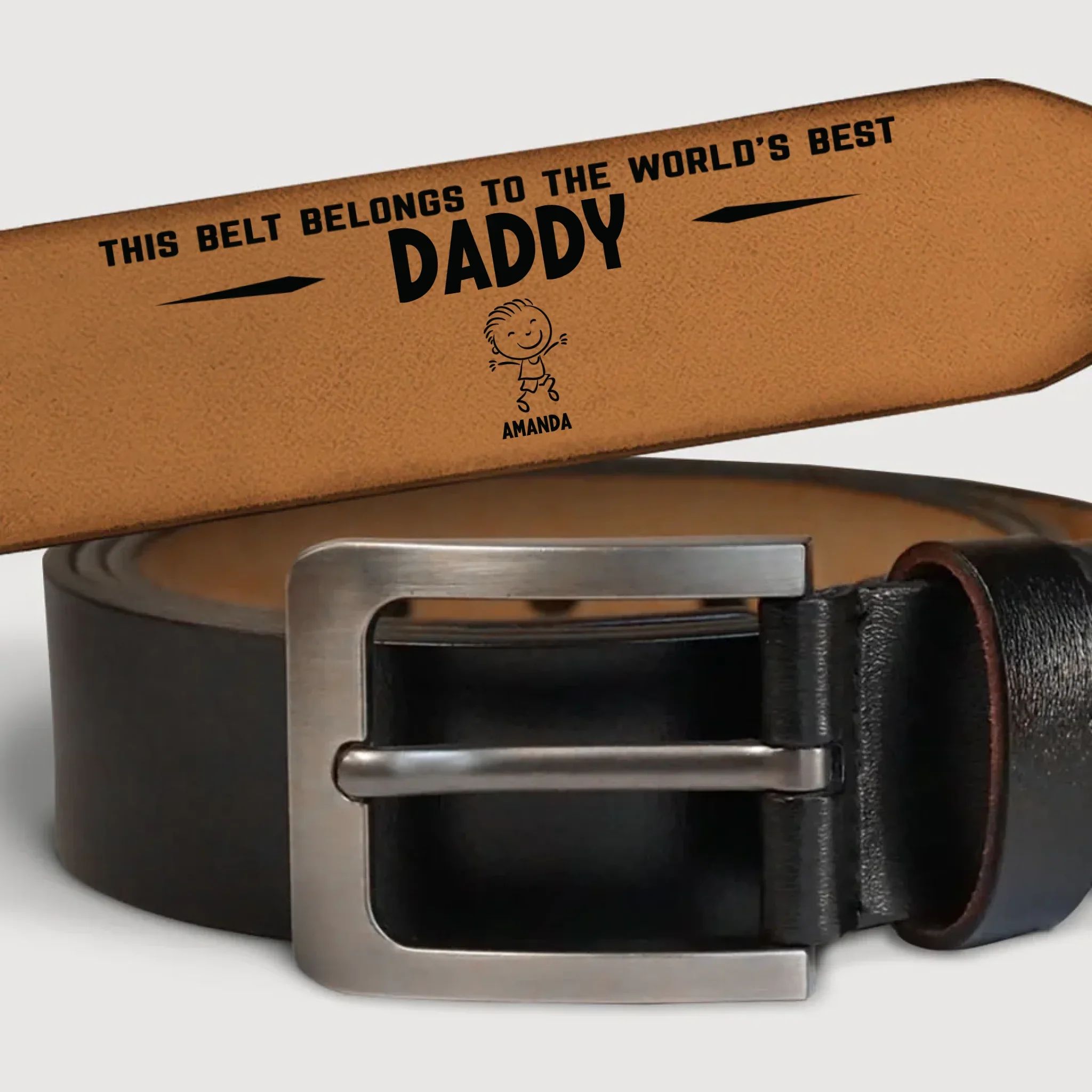 Dad, My Forever Inspiration - Family Personalized Custom Engraved Leather Belt - Father's Day, Gift For Dad, Grandpa - Image 3
