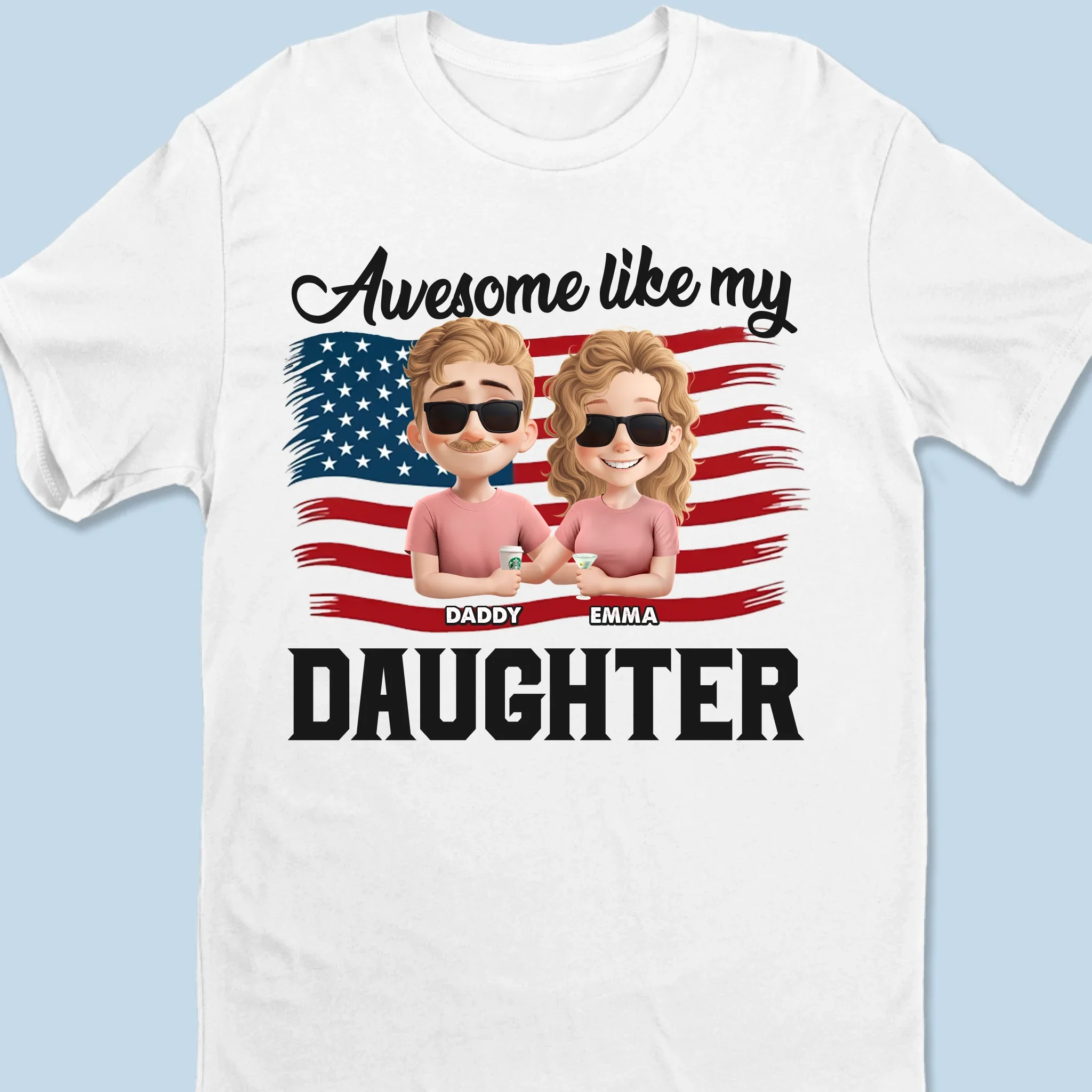 Dad, Powered By Daughter - Family Personalized Custom Unisex T-shirt, Premium T-shirt, Hoodie -  Father's Day, Gift For Dad - Image 6