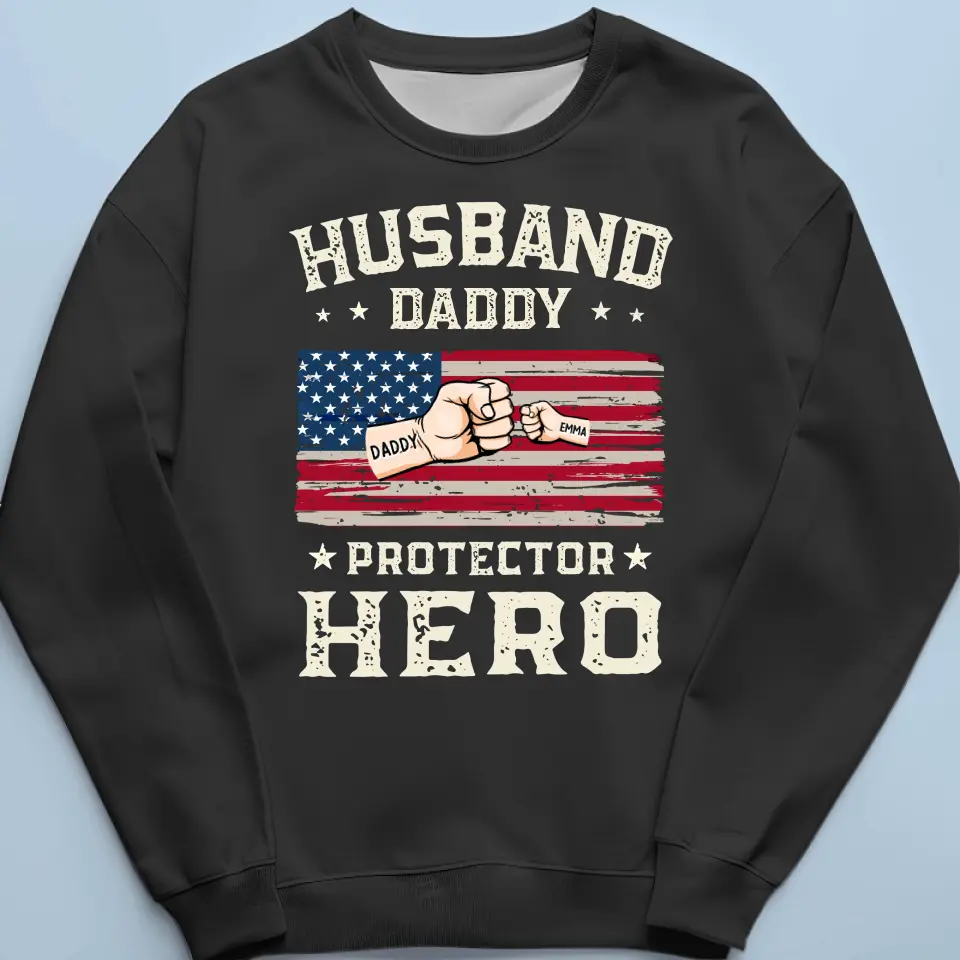 Dad, The Original Superhero - Family Personalized Custom Unisex T-shirt, Hoodie, Sweatshirt - 4th Of July, Gift For Dad, Grandpa - Image 6