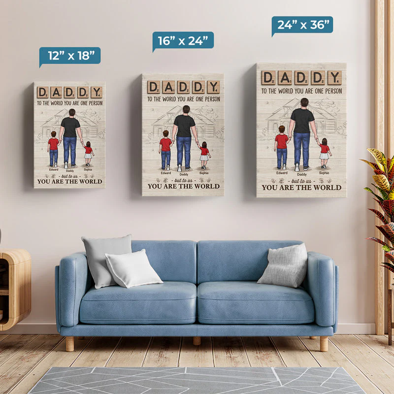 Dad We Love You - Family Personalized Custom Vertical Canvas - Birthday Gift For Dad - Image 5