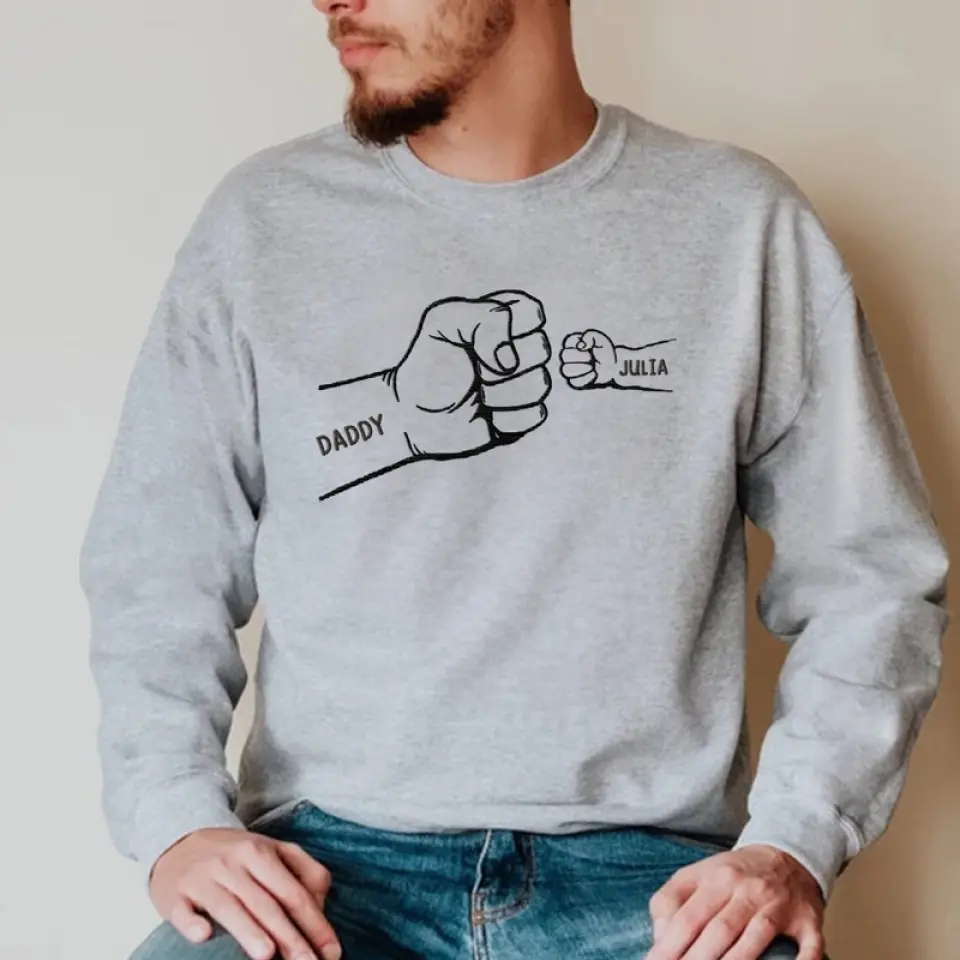 Daddy, You Got My Back - Family Personalized Custom Line Embroidered Sweatshirt - Father's Day, Gift For Dad, Grandpa - Image 4