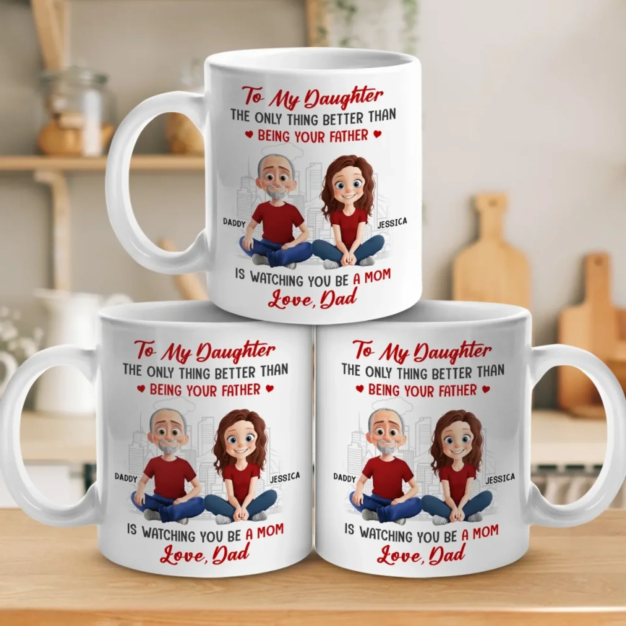 Daddy's Little Girl Forever - Family Personalized Custom Mug - Gift For Dad, Daughter - Image 4