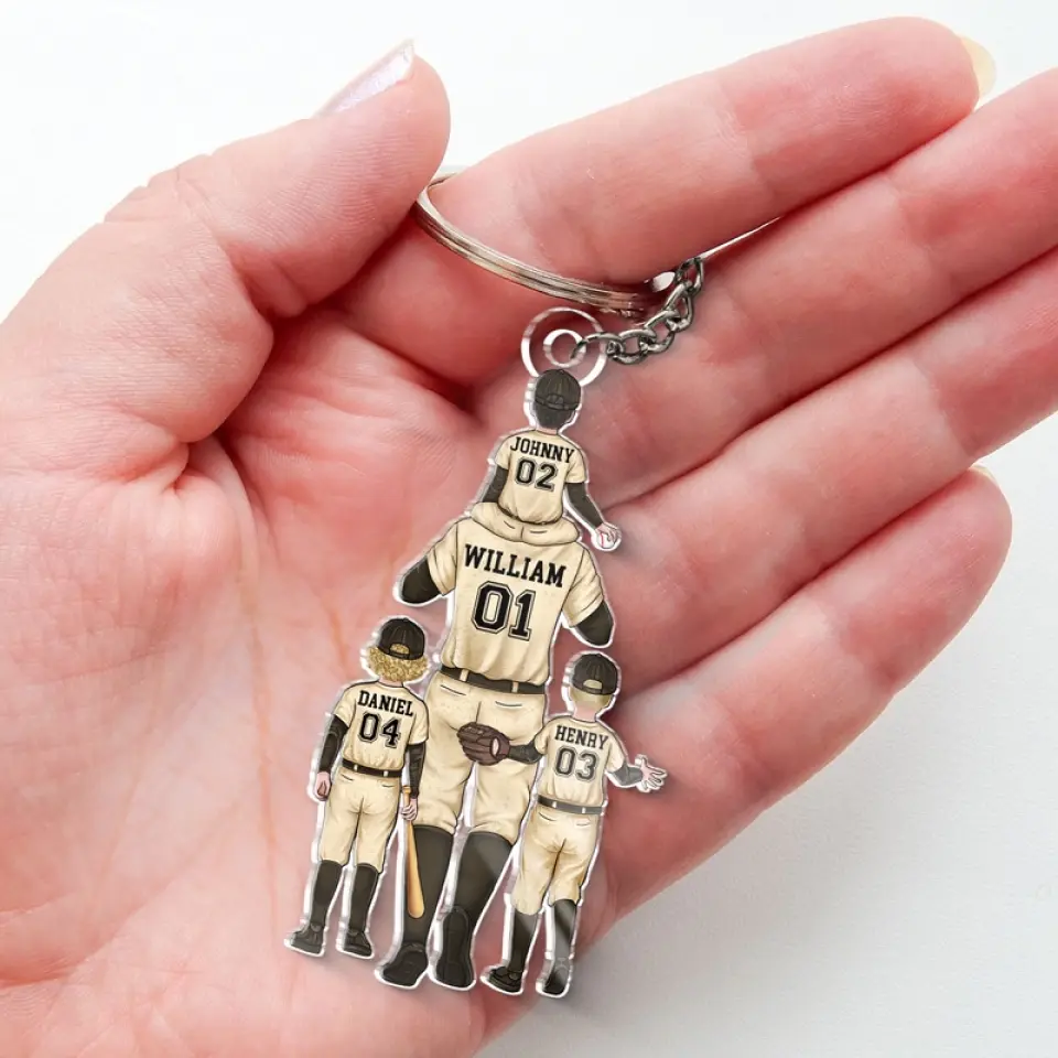 Daddy's Team - Family Personalized Custom Shaped Acrylic Keychain - Gift For Family Members, Sport Lovers, Sport Players - Image 4