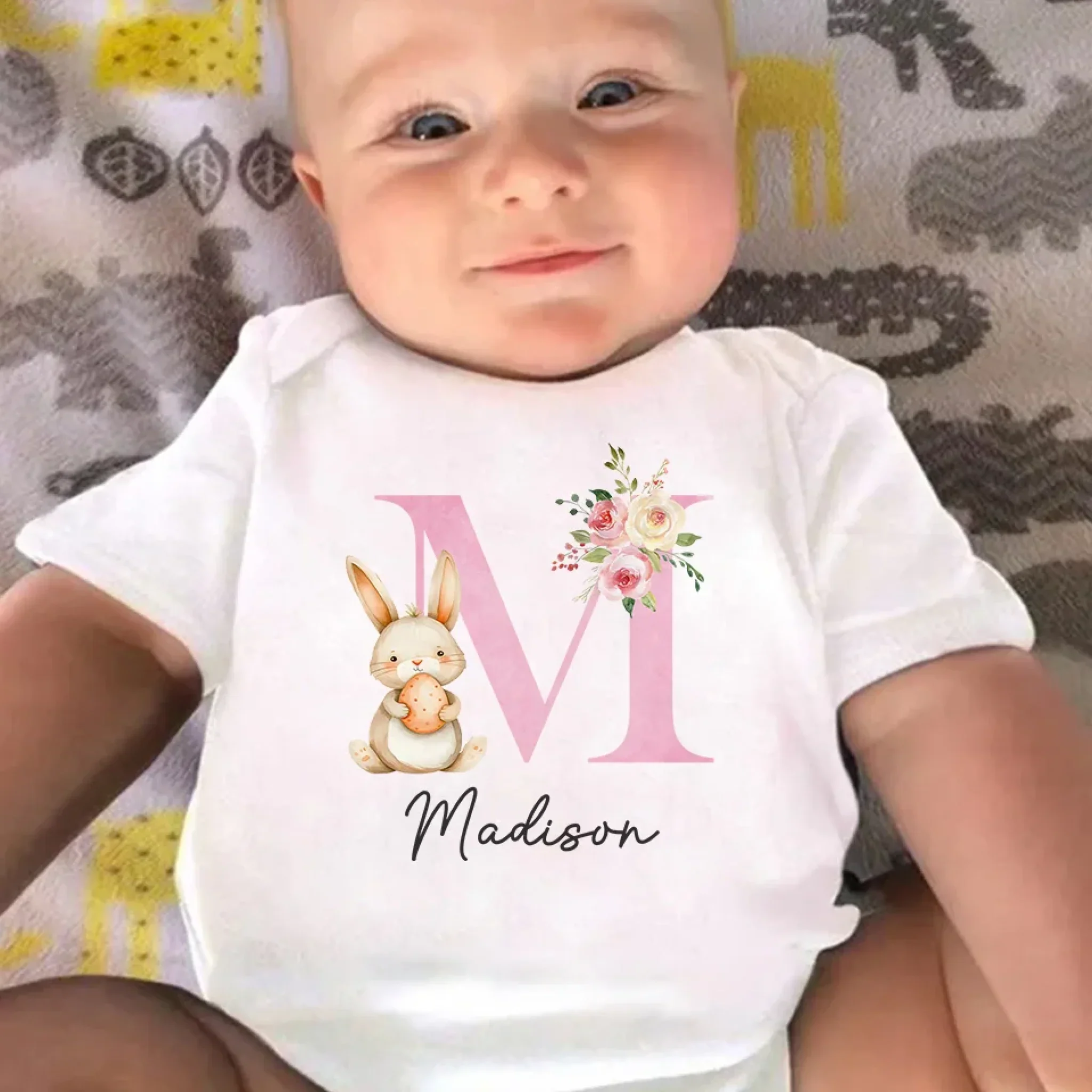 Dapper Bunny, First Easter - Family Personalized Custom Baby Onesie - Easter Gift For Baby Kids, Newborn Baby - Image 4