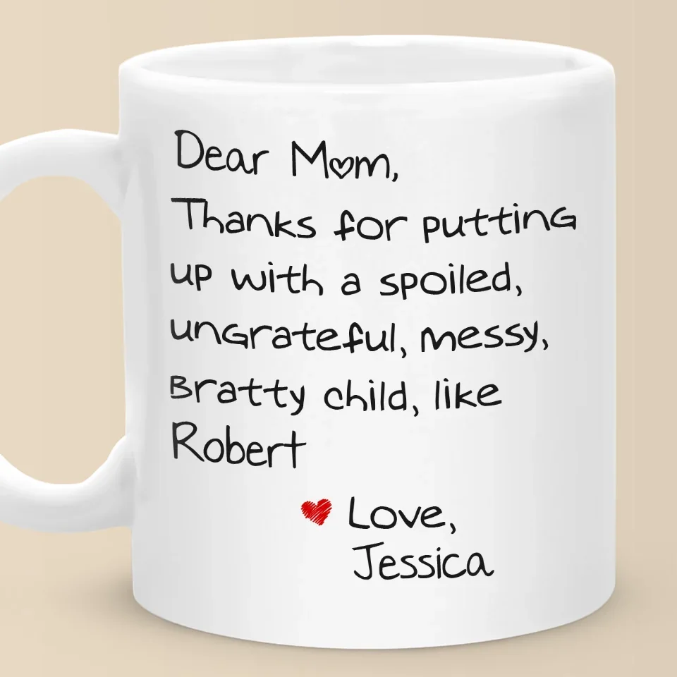 Dear Mom, You’re My Favorite Unpaid Therapist - Family Personalized Custom Mug - Gift For Mom