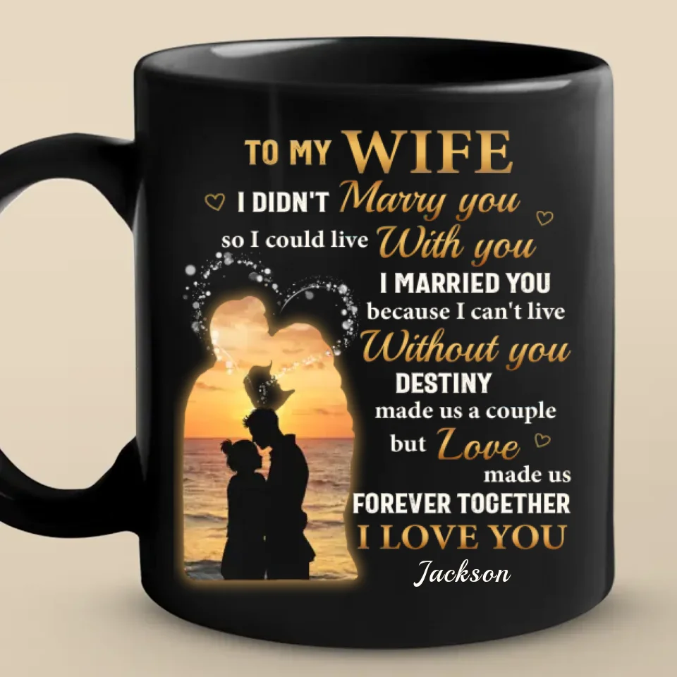 Destiny Made Us A Couple But Love Made Us Forever Together - Couple Personalized Custom Black Mug - Gift For Husband Wife, Anniversary - Image 2