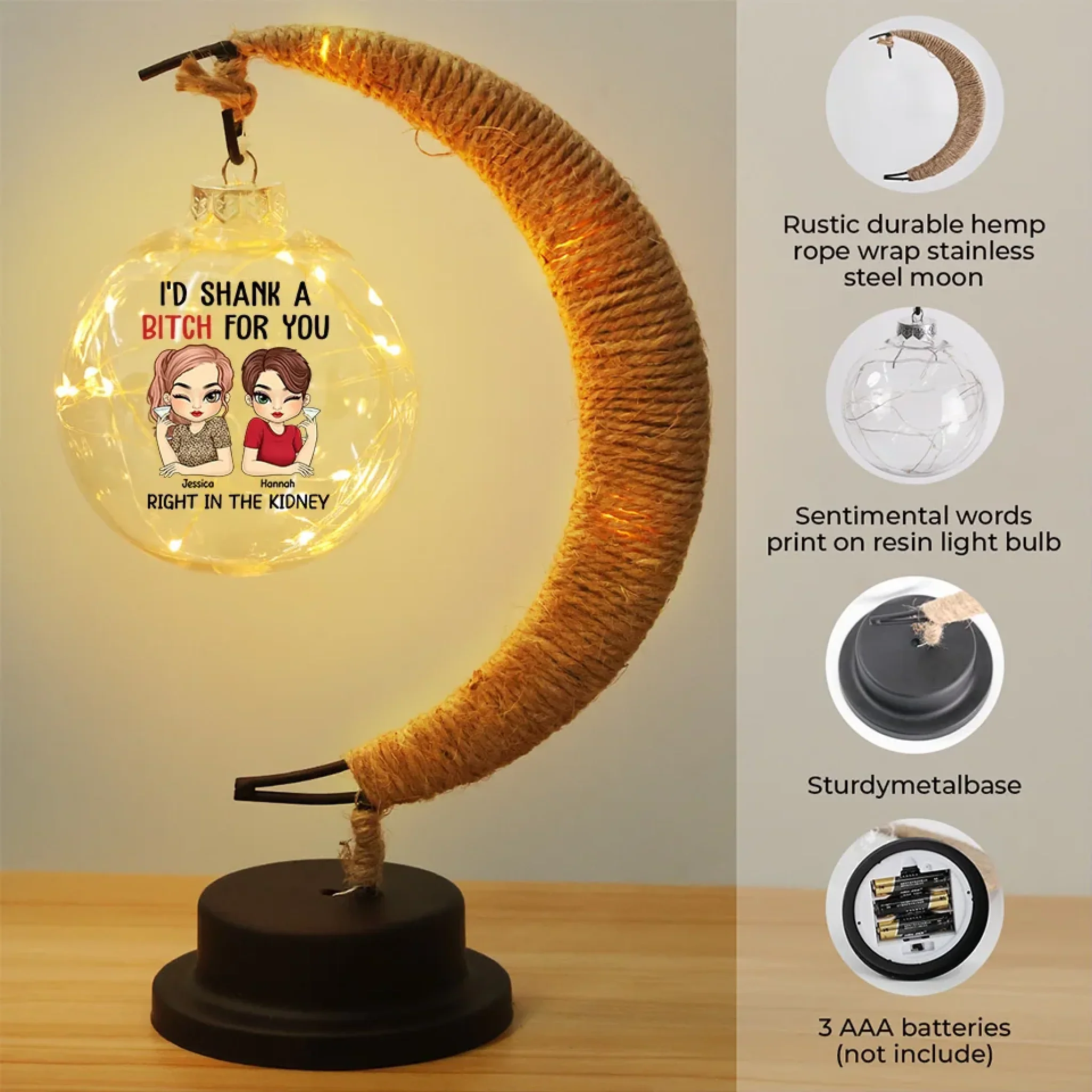 Different Roots, Same Soul - Bestie Personalized Custom Moon Lamp Light - Gift For Best Friends, BFF, Sisters - Image 4