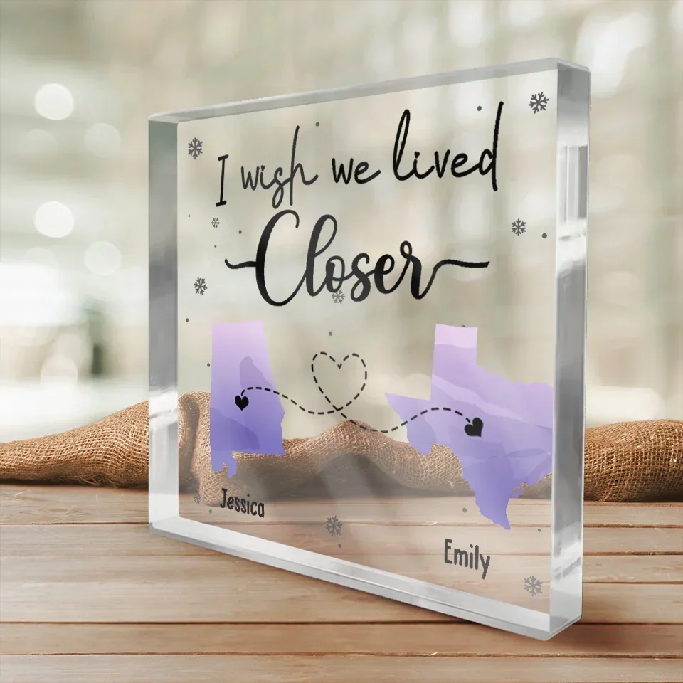 Distance Is Not Our Problem - Bestie Personalized Custom Square Shaped Acrylic Plaque - Gift For Best Friends, BFF, Sisters - Image 3