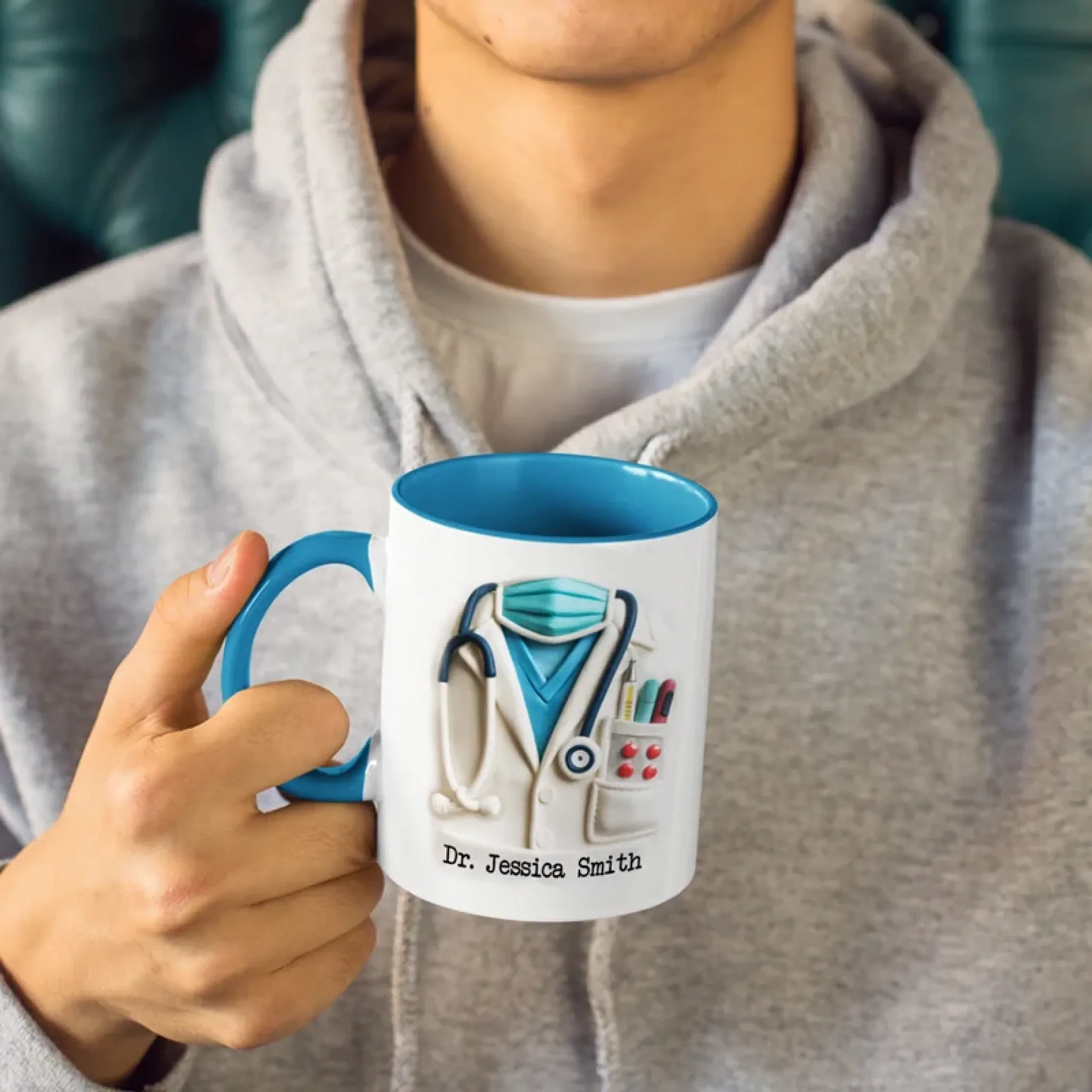Doctor By Title, Hero By Heart - Family Personalized Custom 3D Inflated Effect Printed Accent Mug - Appreciation, Thank You Gift, Nurse Life, Doctor Life - Image 4