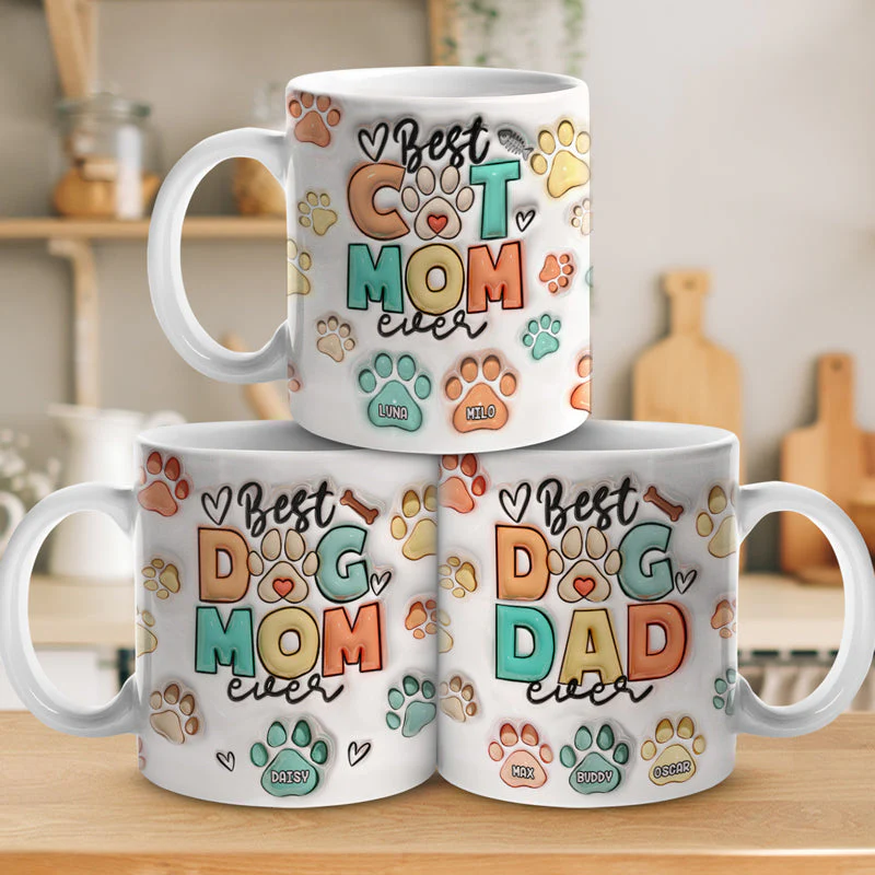Dog Dad Eat Drink And Be Merry - Dog & Cat Personalized Custom 3D Inflated Effect Printed Mug - Christmas Gift For Pet Owners, Pet Lovers - Image 3