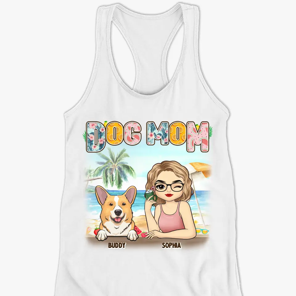 Dog Mom - Dog Personalized Custom Racer Back Tank Top - Gift For Pet Owners, Pet Lovers - Image 2