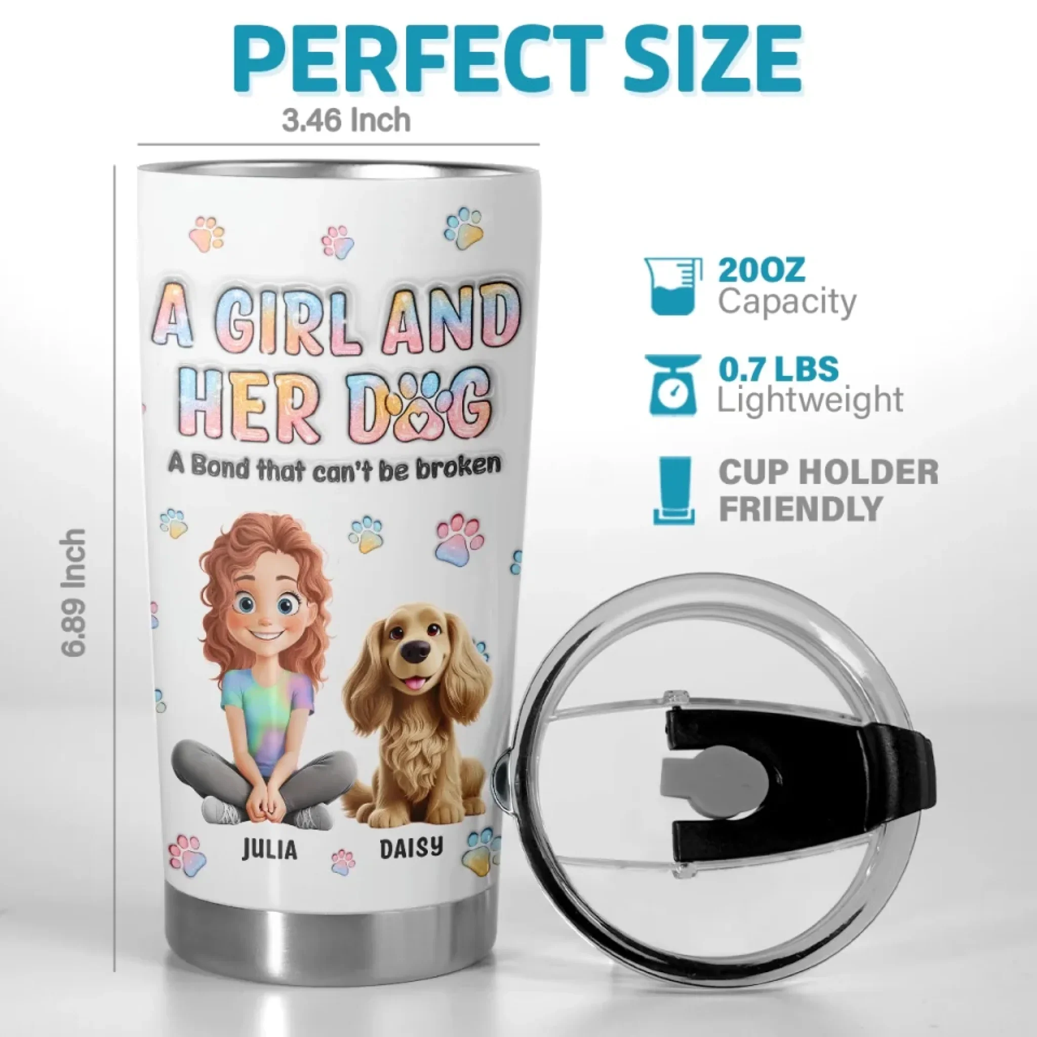 Dogs Are A Girl's Best Friend - Dog Personalized Custom 3D Inflated Effect Printed Tumbler - Gift For Pet Owners, Pet Lovers - Image 3