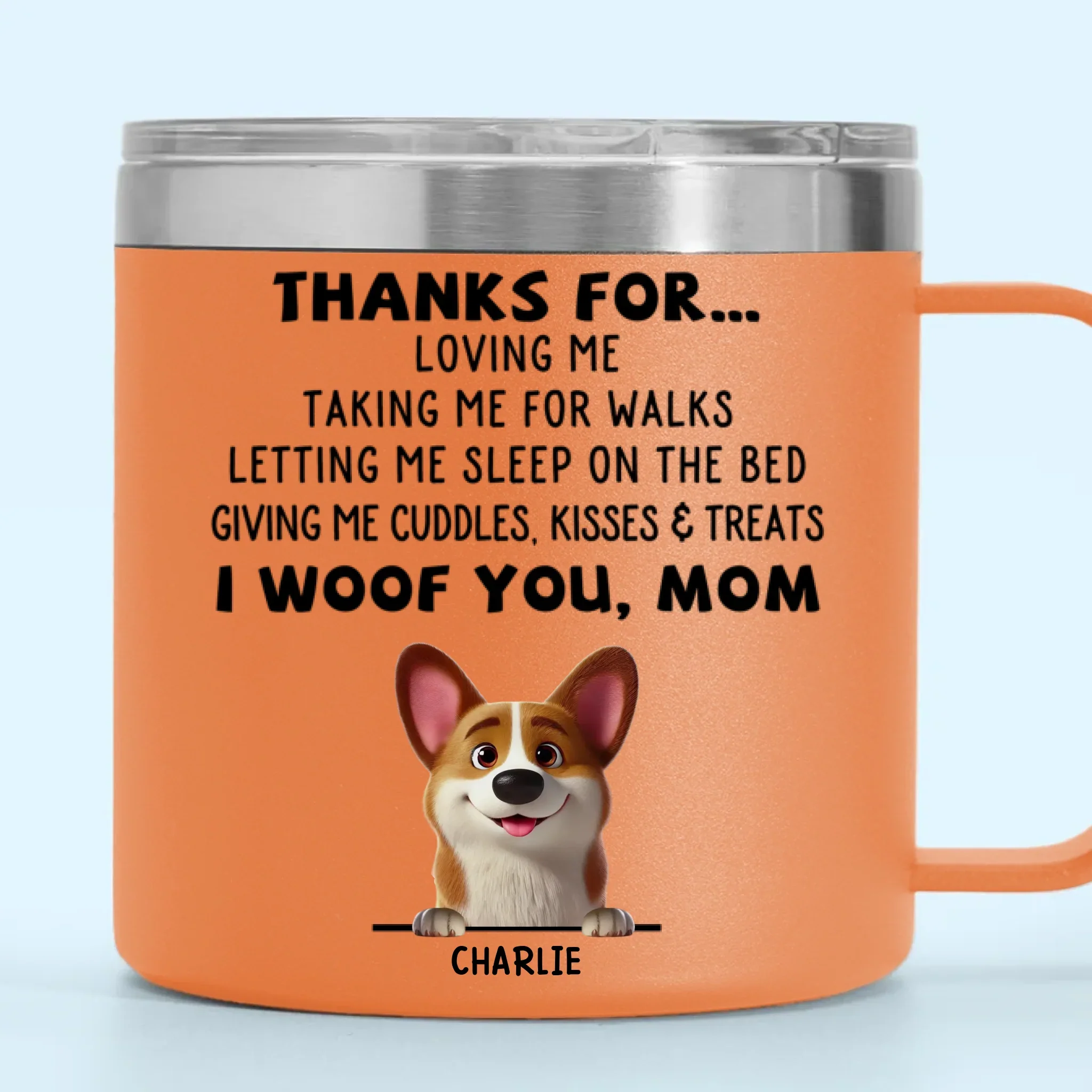 Dogs Are Joy In Fur - Dog Personalized Custom 14oz Stainless Steel Tumbler With Handle - Gift For Pet Owners, Pet Lovers - Image 4
