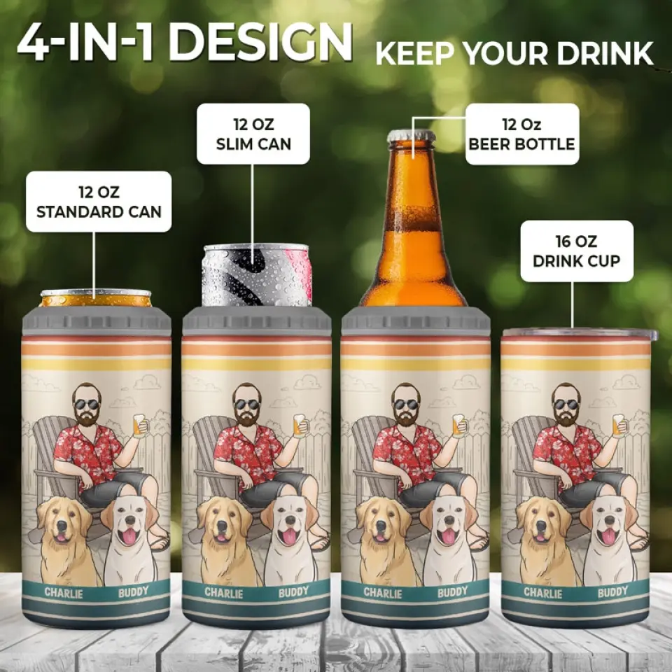Dogs Solve Most Of My Problems - Dog Personalized Custom 4 In 1 Can Cooler Tumbler - Father's Day, Gift For Pet Owners, Pet Lovers - Image 4
