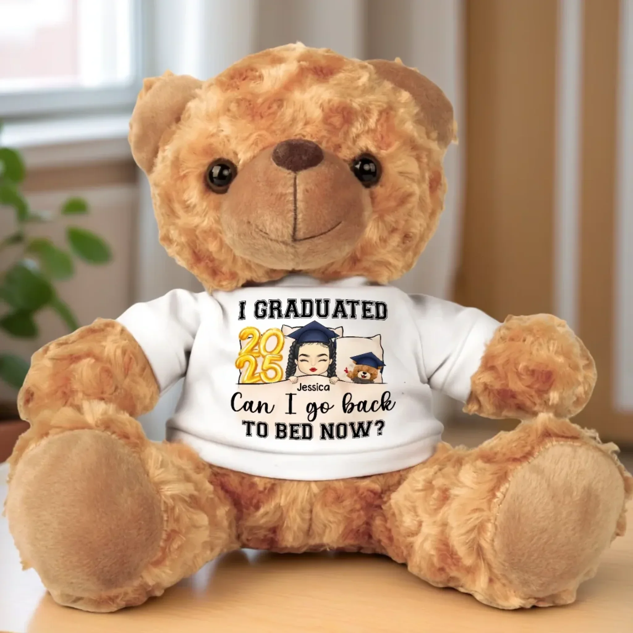Done With Classes, Back To Bed - Family Personalized Custom Teddy Bear Plush - Graduation Gift For Family Members, Siblings, Brothers, Sisters
