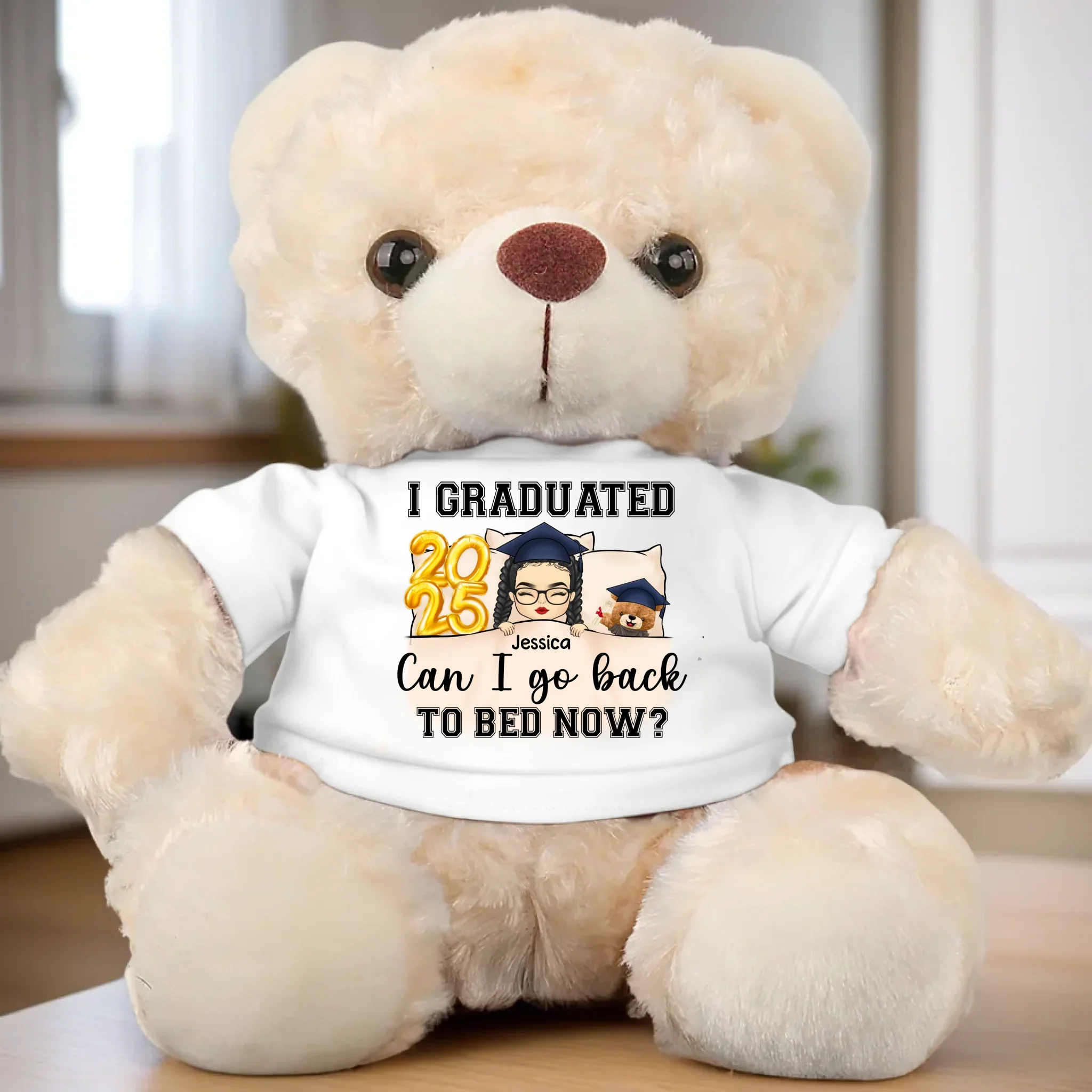 Done With Classes, Back To Bed - Family Personalized Custom Teddy Bear Plush - Graduation Gift For Family Members, Siblings, Brothers, Sisters - Image 3