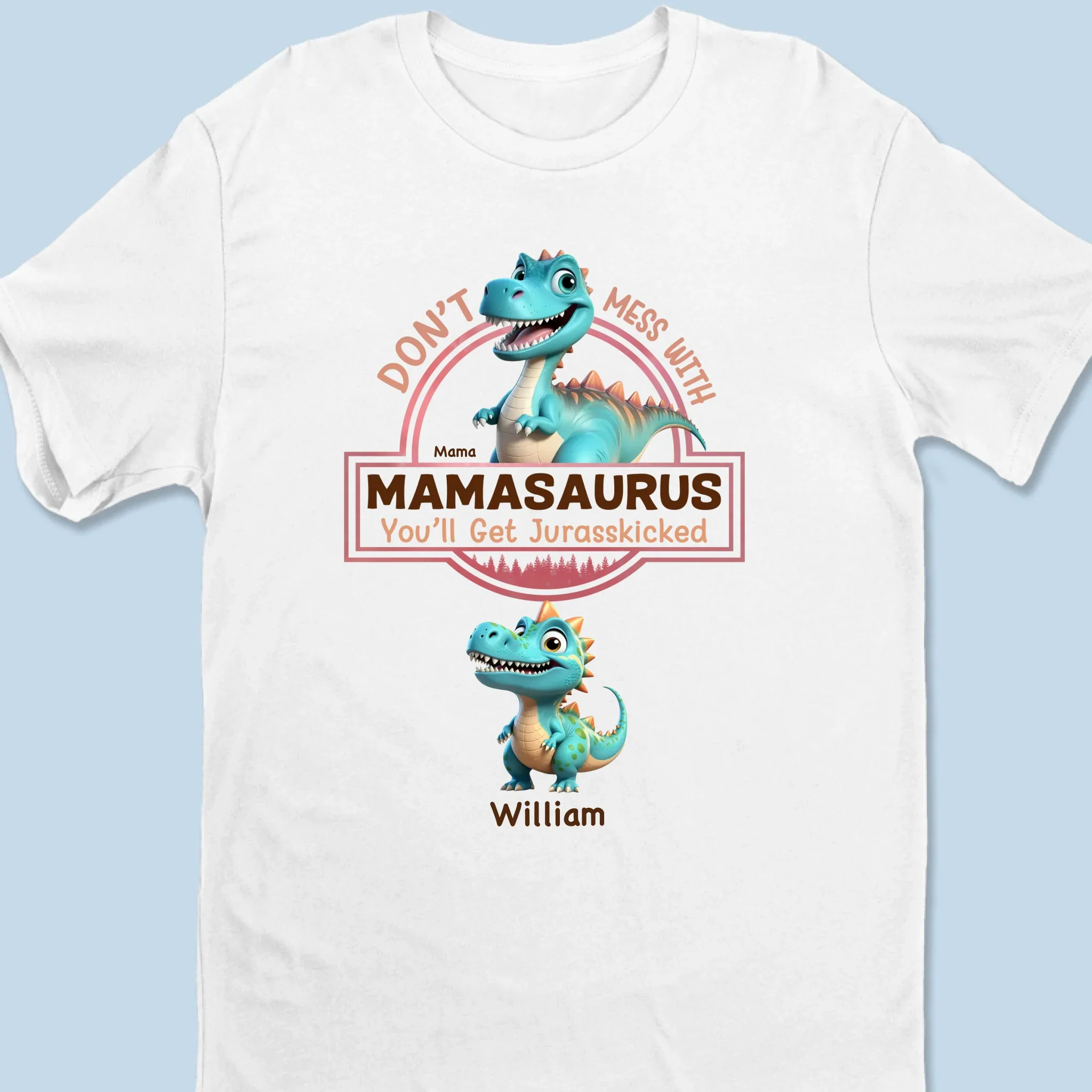 Don’t Mess With Mamasaurus & Her Dino Squad -  Family Personalized Custom Unisex T-shirt, Premium T-shirt, Hoodie - Mother's Day Gift For Mom, Grandma - Image 6