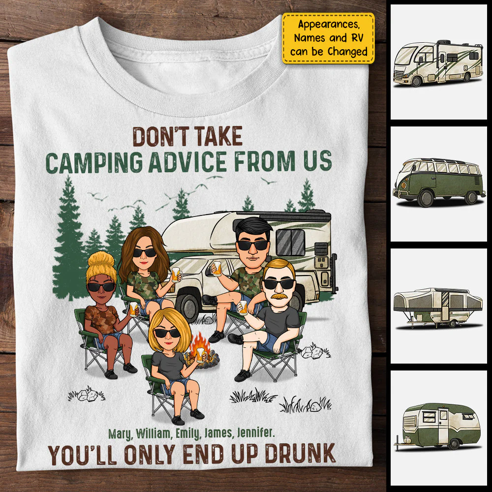 Don't Take Camping Advice From Us - Personalized Unisex T-shirt, Hoodie - Gift For Bestie, Gift For Camping Lovers - Image 3