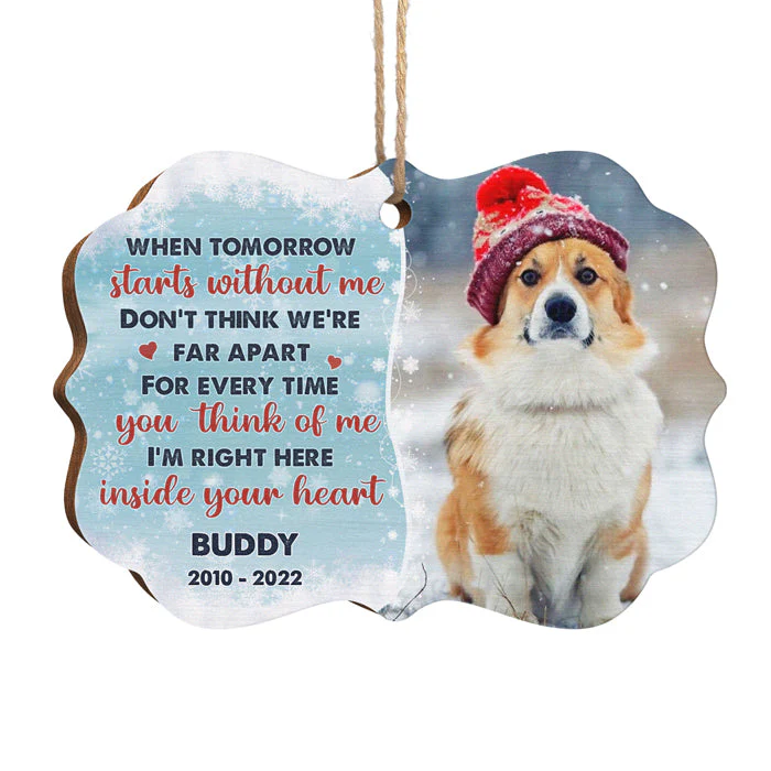 Don't Think We're Far Apart - Personalized Custom Benelux Shaped Wood Photo Christmas Ornament - Upload Image, Memorial Gift, Sympathy Gift, Christmas Gift - Image 2
