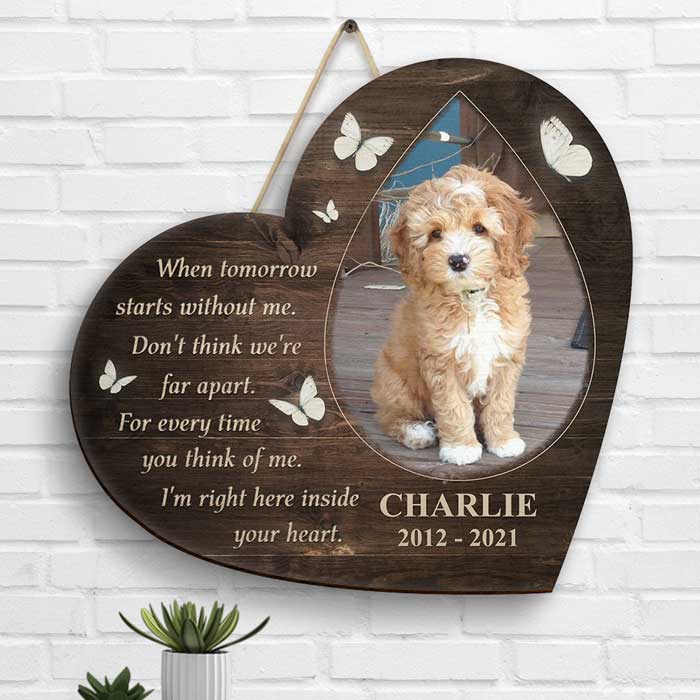 Don't Think We're Far Apart, Pet In My Heart - Upload Image, Personalized Shaped Wood Sign - Image 2