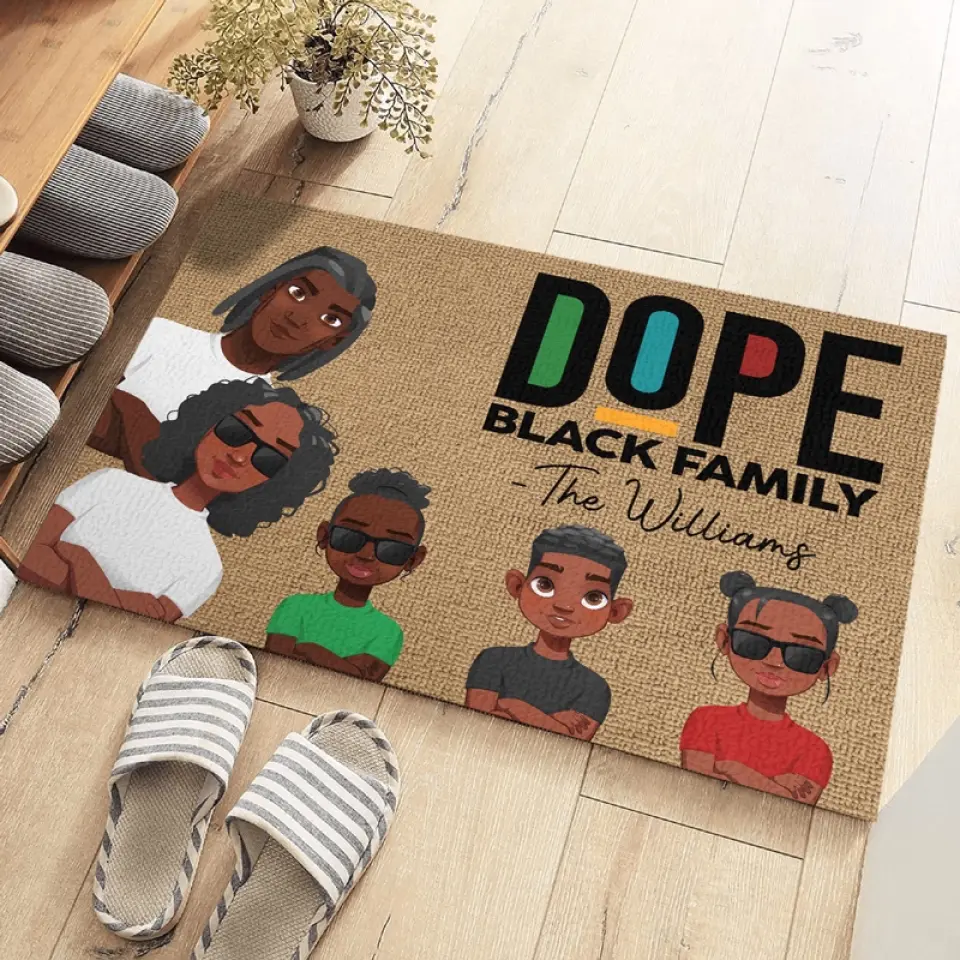 Dope Black Family - Family Personalized Custom Home Decor Decorative Mat - House Warming Gift For Family Members - Image 3