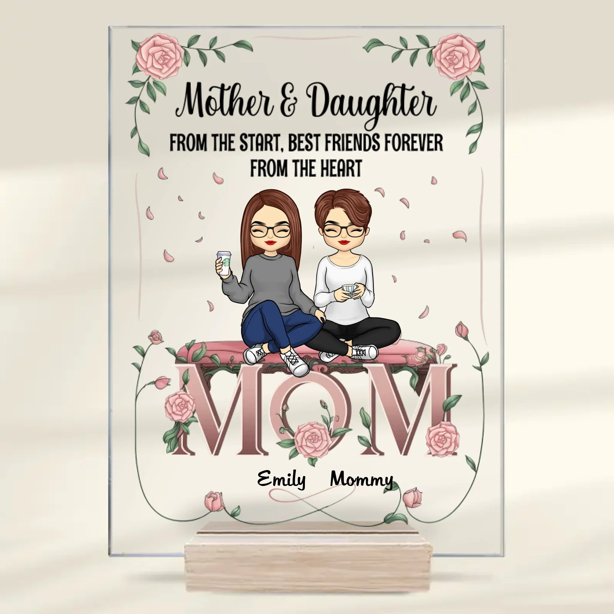 Double Trouble, Double Love - Family Personalized Custom Rectangle Shaped Acrylic Plaque - Gift For Mom, Daughter - Image 2