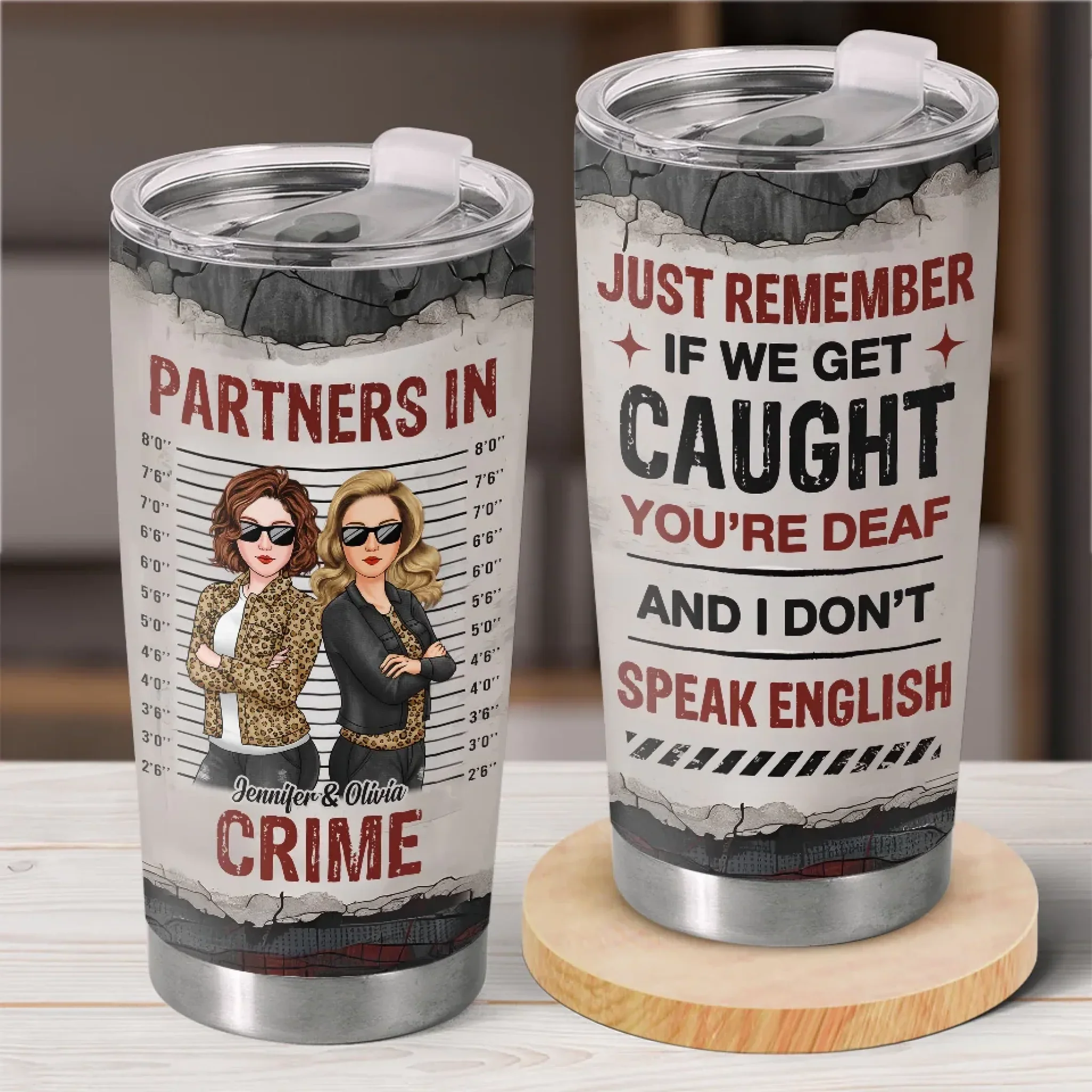 Double Trouble, Twice The Fun - Bestie Personalized Custom Tumbler -  Gift For Best Friends, BFF, Sisters