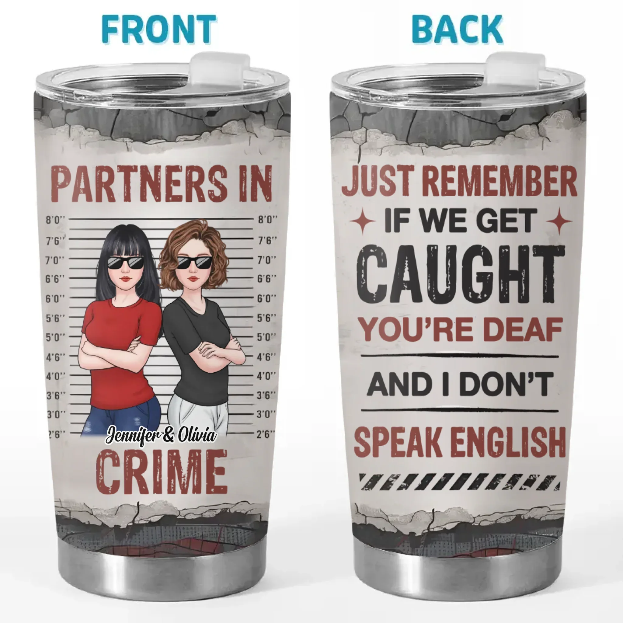 Double Trouble, Twice The Fun - Bestie Personalized Custom Tumbler -  Gift For Best Friends, BFF, Sisters - Image 2