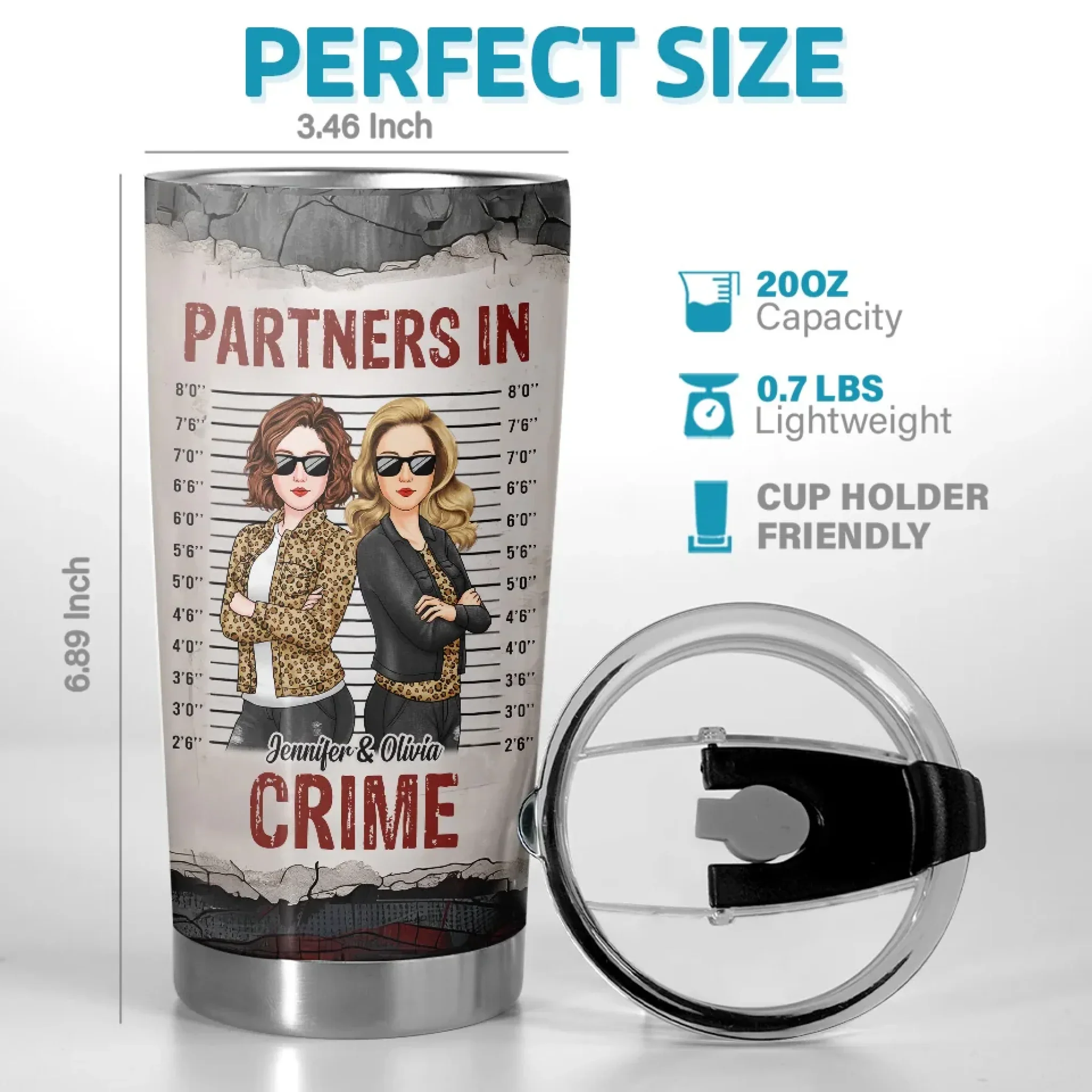 Double Trouble, Twice The Fun - Bestie Personalized Custom Tumbler -  Gift For Best Friends, BFF, Sisters - Image 3