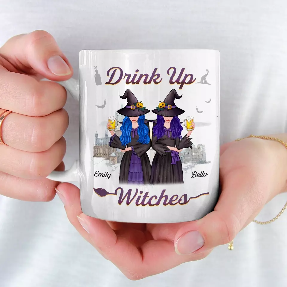 Drink Up Witches - Bestie Personalized Custom Mug - Halloween Gift For Best Friends, BFF, Sisters - Image 3