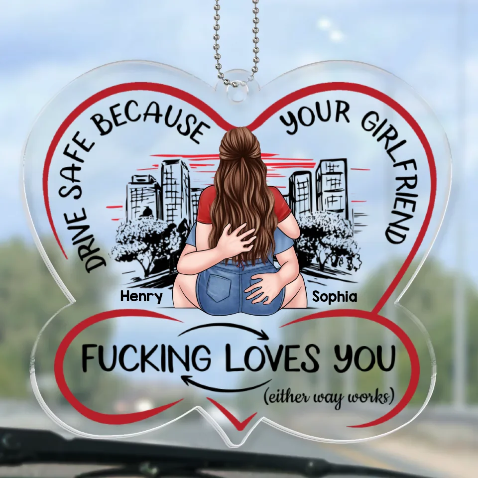 Drive Carefully, My Handsome Friend - Couple Personalized Custom Car Ornament - Acrylic Custom Shaped - Gift For Husband Wife, Anniversary - Image 2