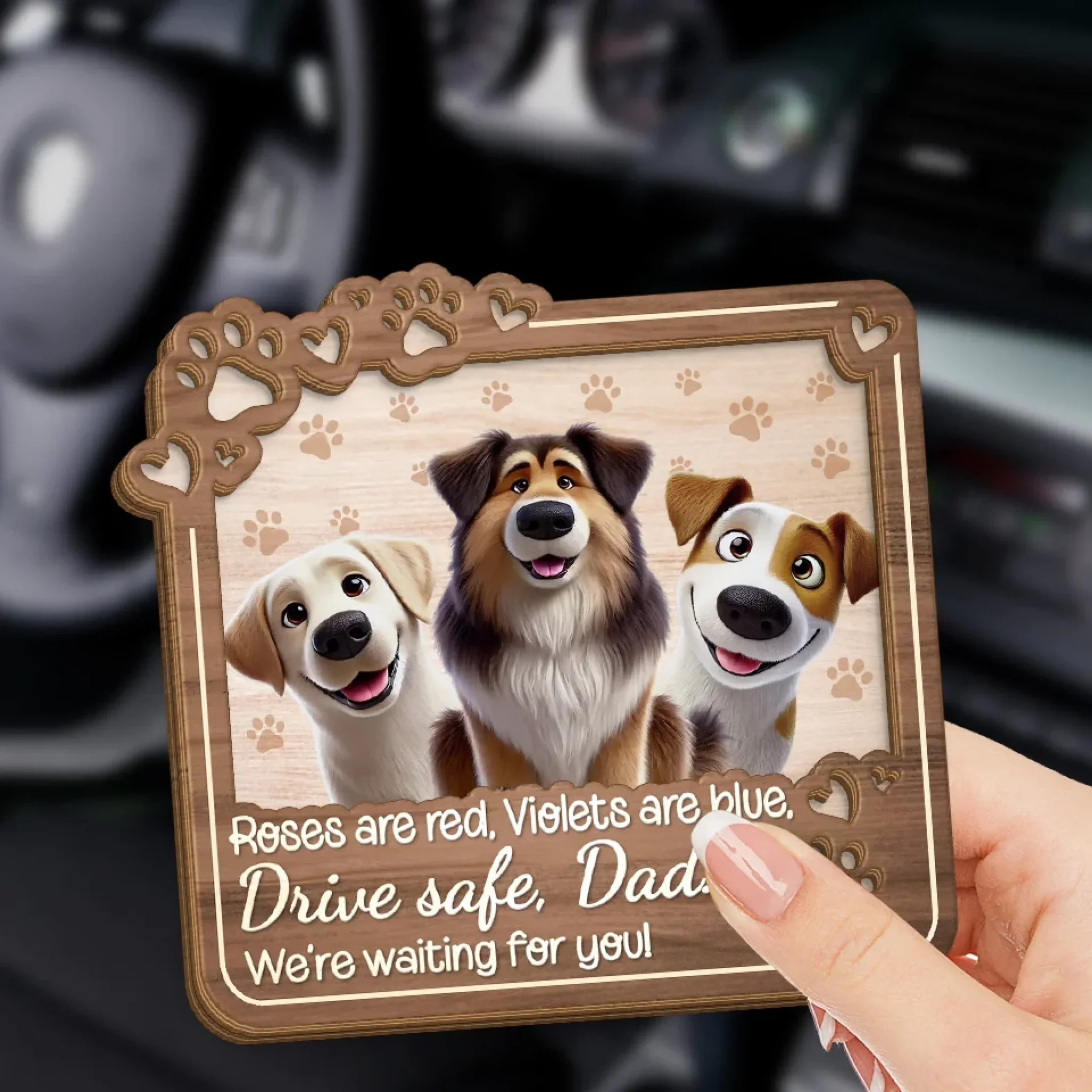 Drive Safe, Paws Are Waiting - Dog & Cat Personalized Custom Car Visor Clip - Gift For Pet Owners, Pet Lovers - Image 3
