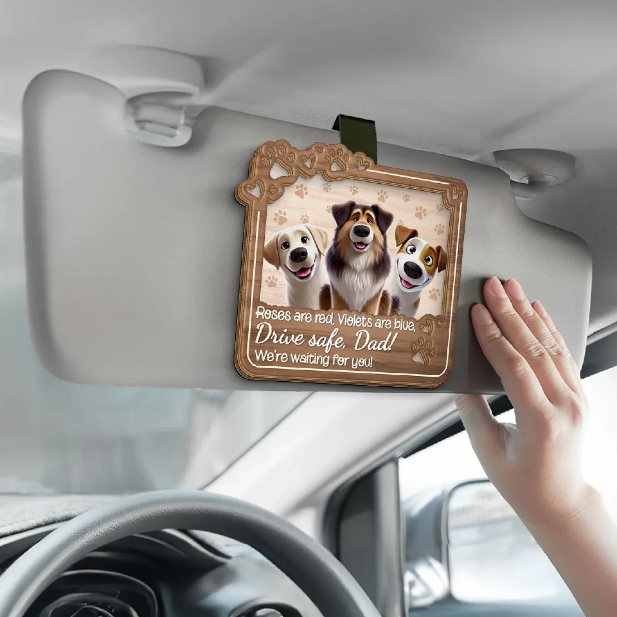 Drive Safe, Paws Are Waiting - Dog & Cat Personalized Custom Car Visor Clip - Gift For Pet Owners, Pet Lovers - Image 4
