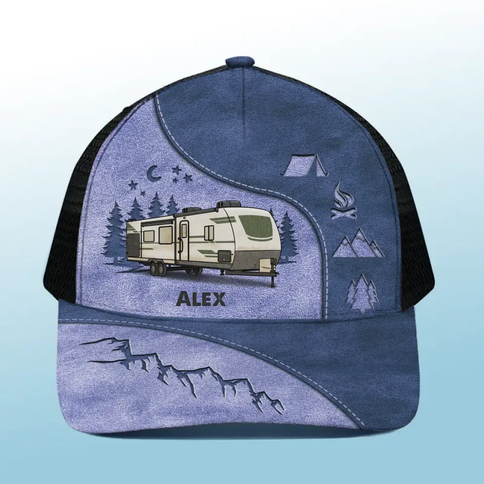 Drive Slow Drunk Campers Matter - Camping Personalized Custom Mesh-back Baseball Cap, Baseball Trucker Cap - Gift For Camping Lovers - Image 3