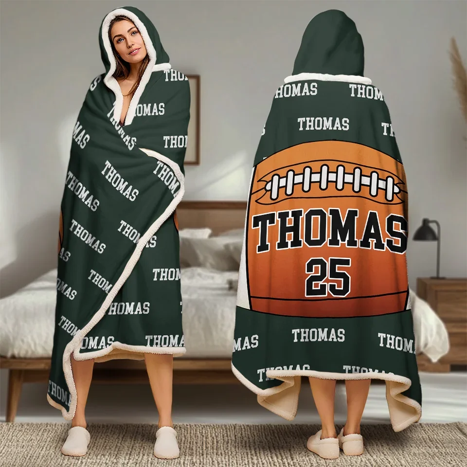 Eat, Sleep, Football, Repeat - Personalized Custom Snuggle Blanket, Hoodie Blanket - Gift For Sport Lovers, Sport Players - Image 4